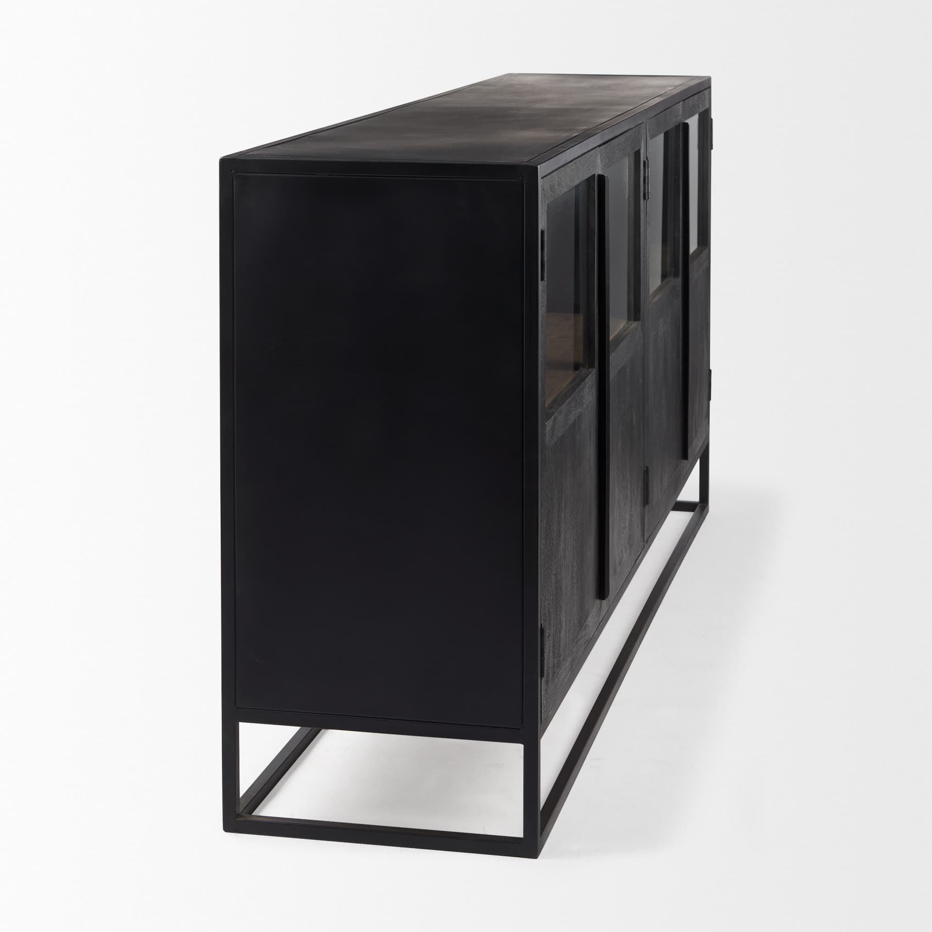 Sloan 80.0L x 17.0W x 36.0H Black Wood W/Black Metal Frame Sideboard — product photograph