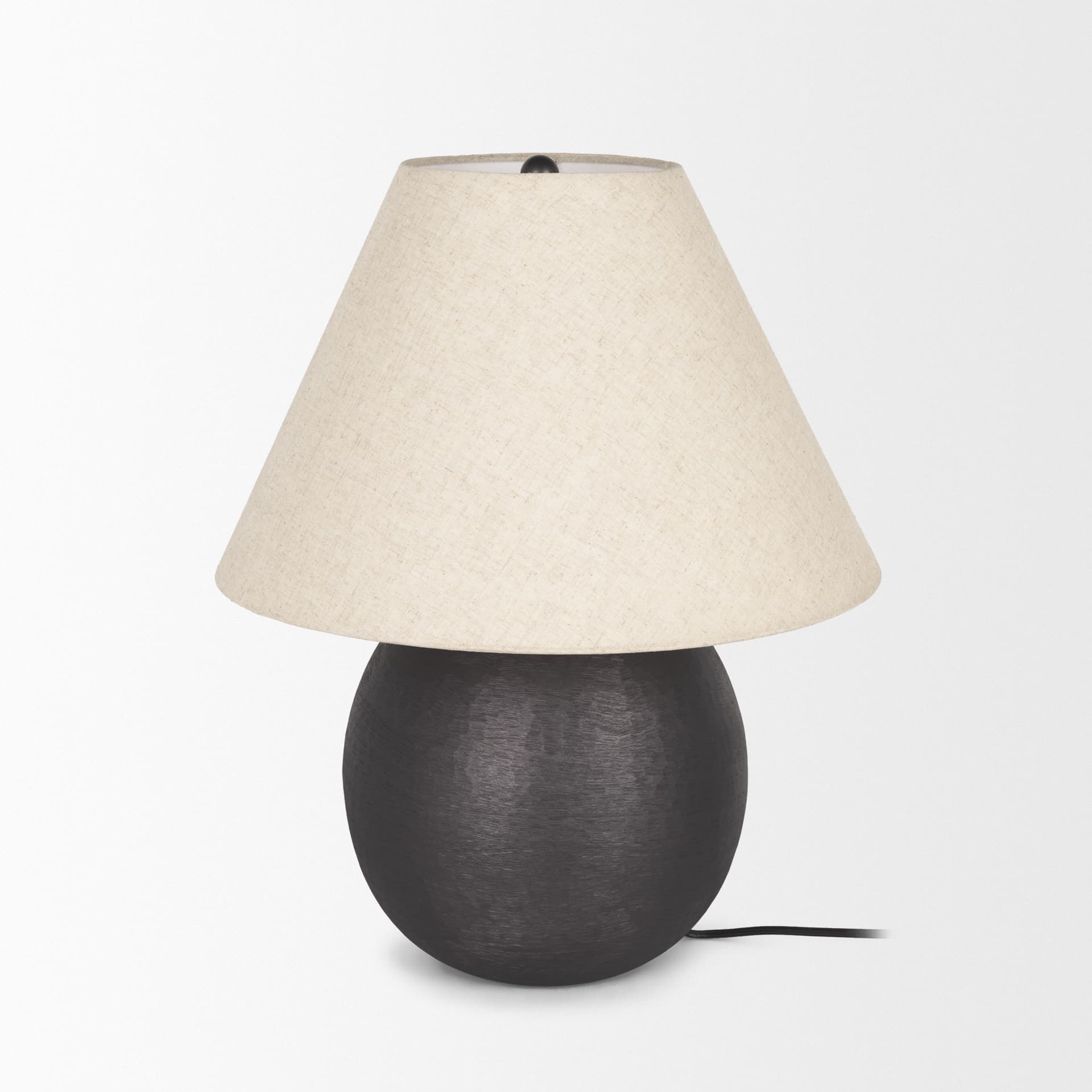 Sadiyah Black Brushed Metal w/ Beige Shade Table Lamp — product photograph