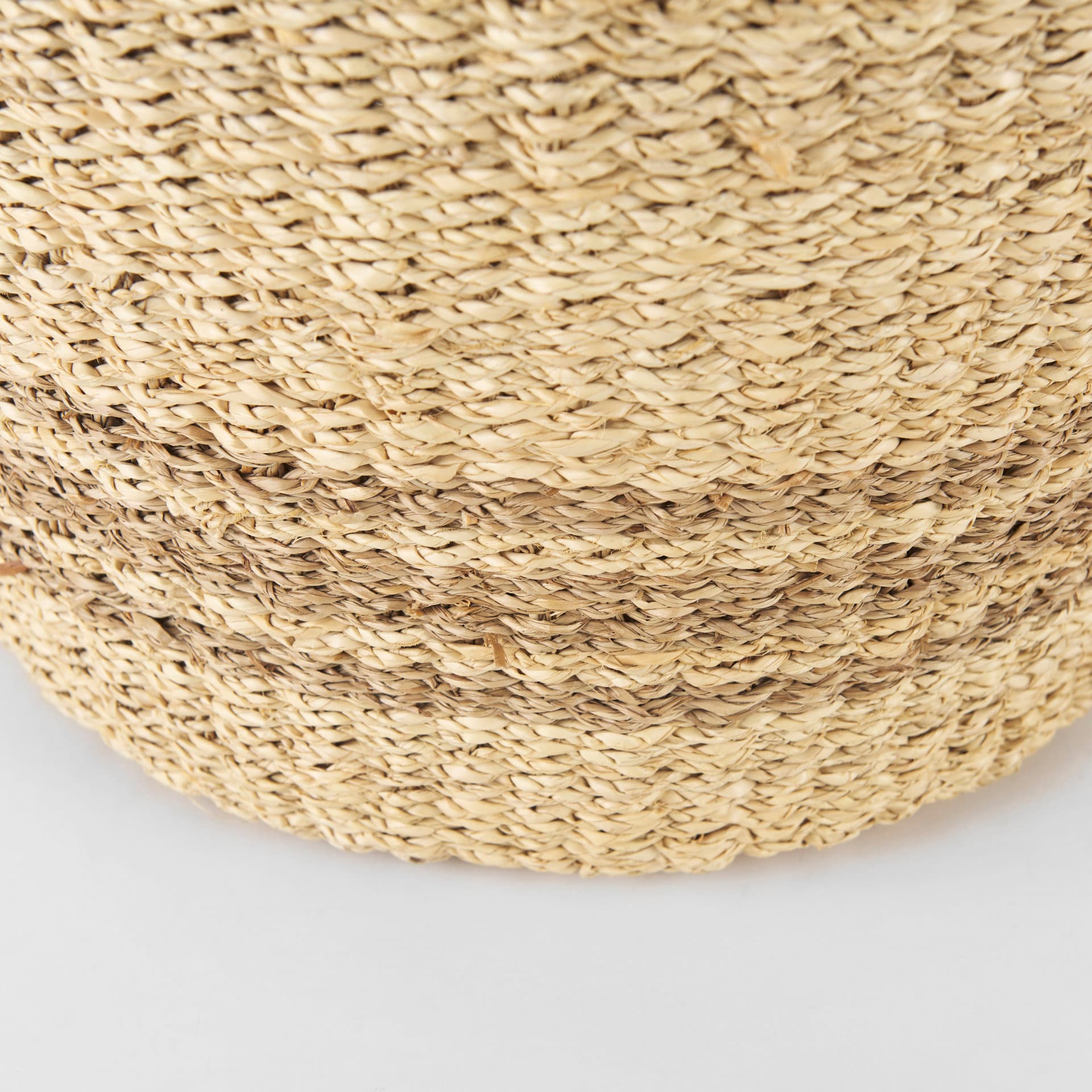 Vance 17.7L x 17.7W x 11.8H Light Brown Palm Leaf and Seagrass Round Basket W/ Handles — product photograph