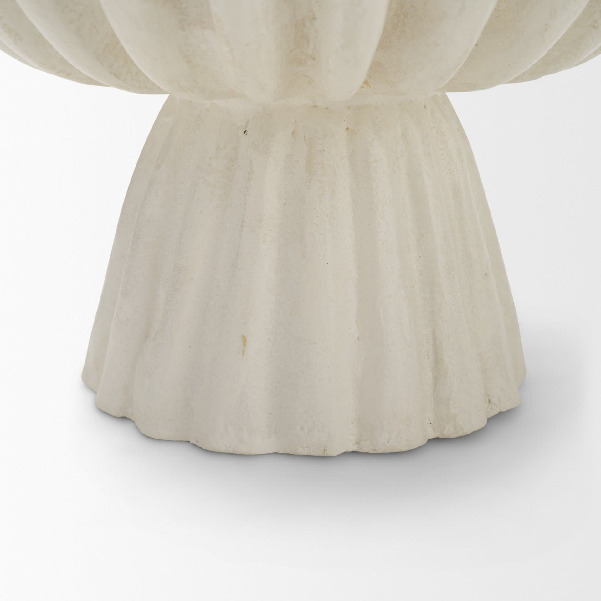 Camelia Fluted White Paper Mache Pedastal Centerpiece Bowl — product photograph