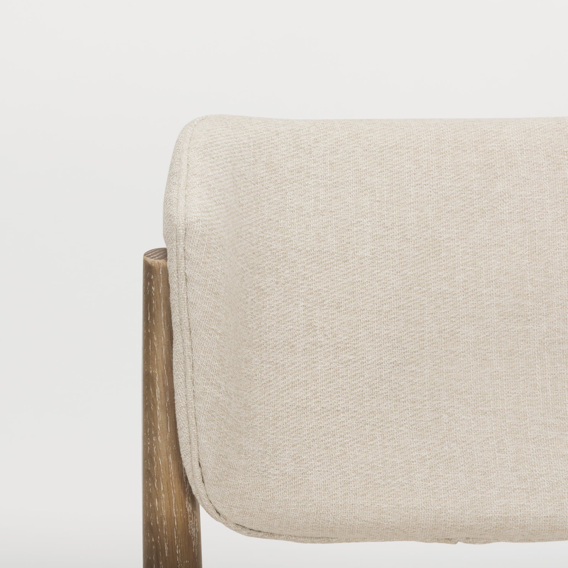 Cline Curved Back Dining Side Chair | Cream Fabric w/ Brown Wood — product photograph