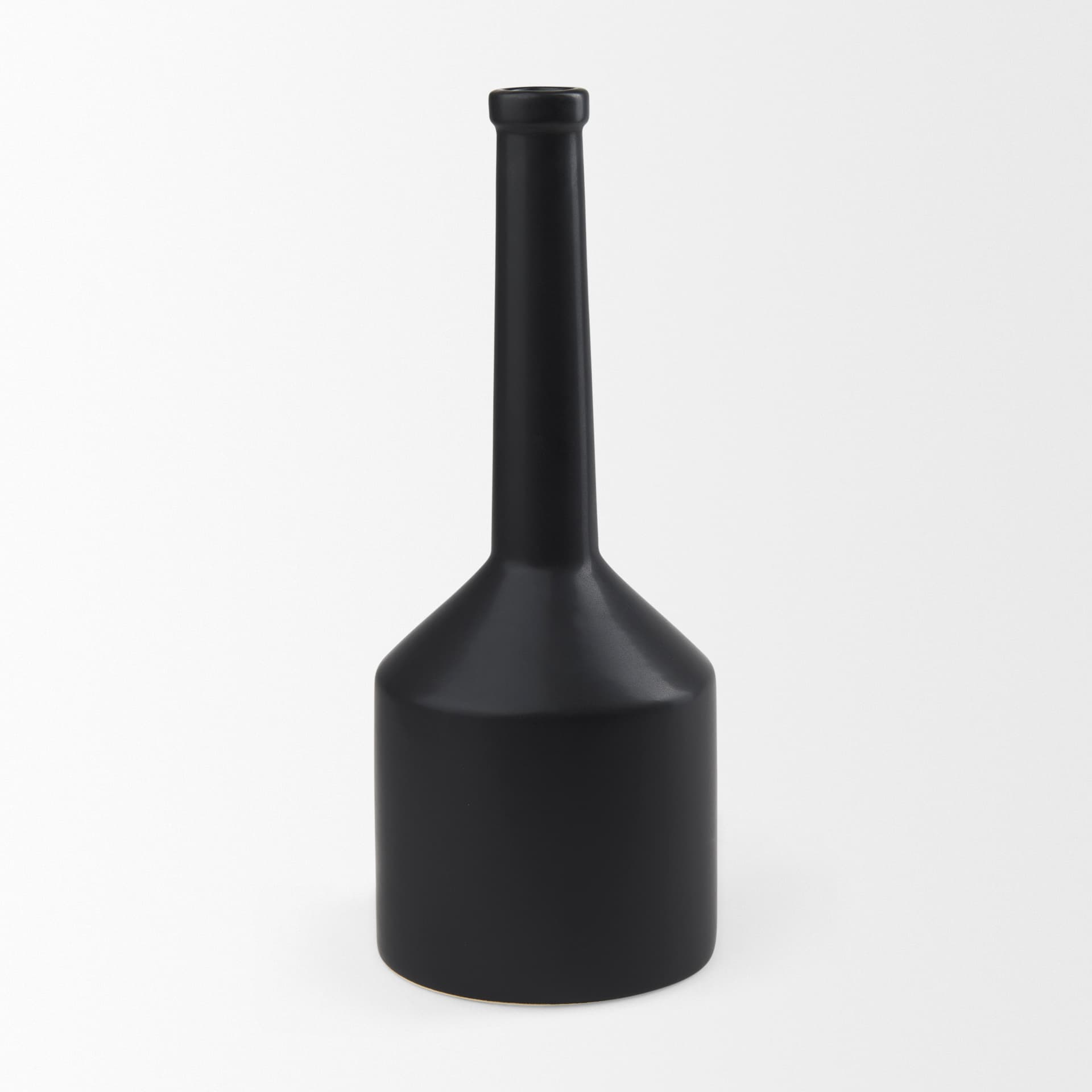 Burton 17.1H Large Matte Black Ceramic Jug Vase — product photograph