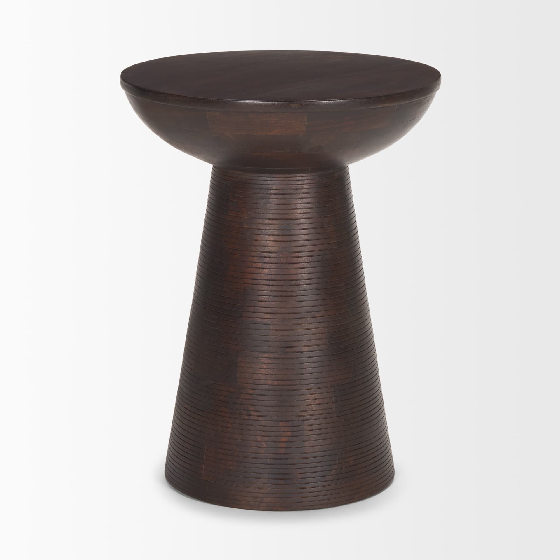 Novell Dark Brown Wood Pedestal Accent Table — product photograph