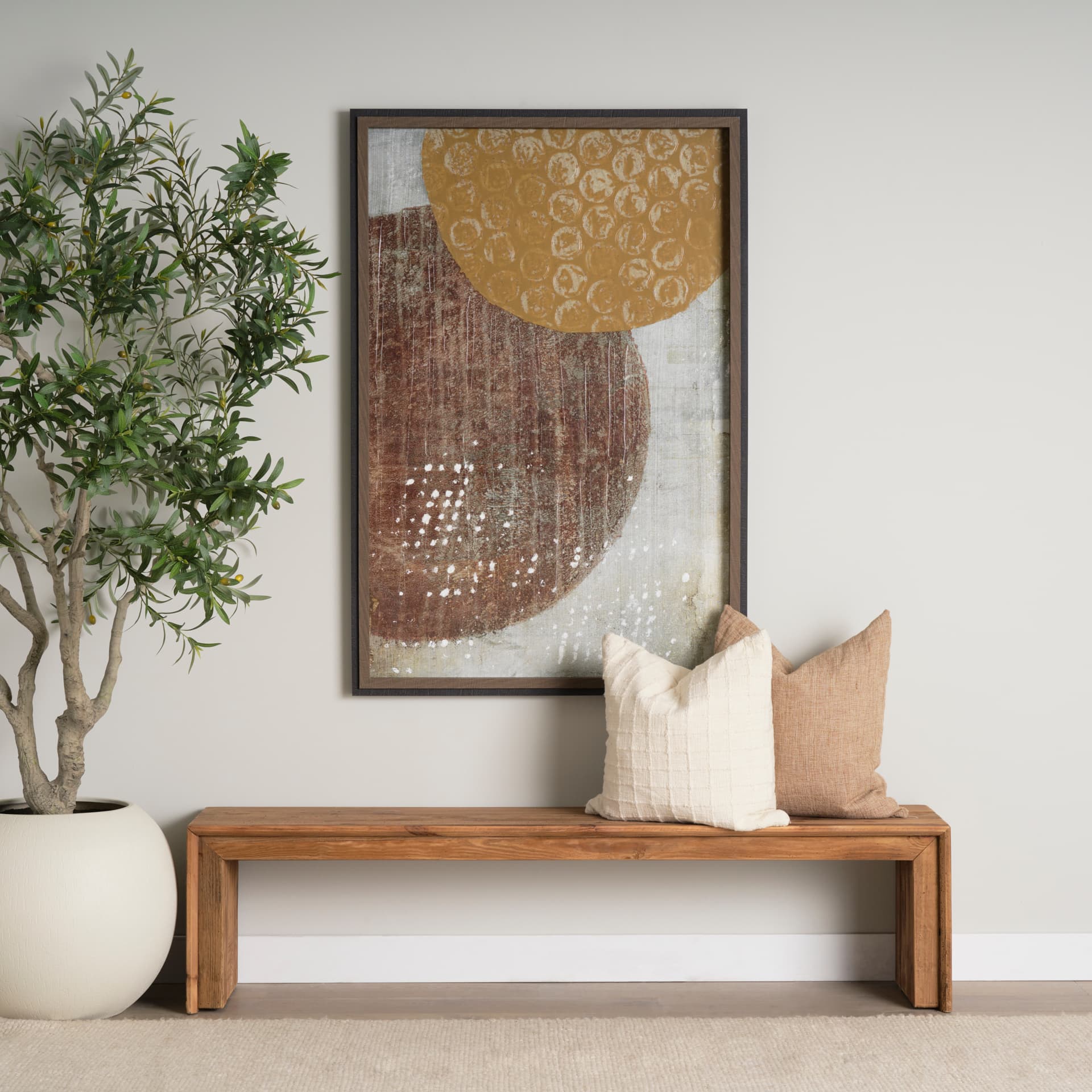 Tahira Rectangular Recycled Wooden Bench — in a styled room