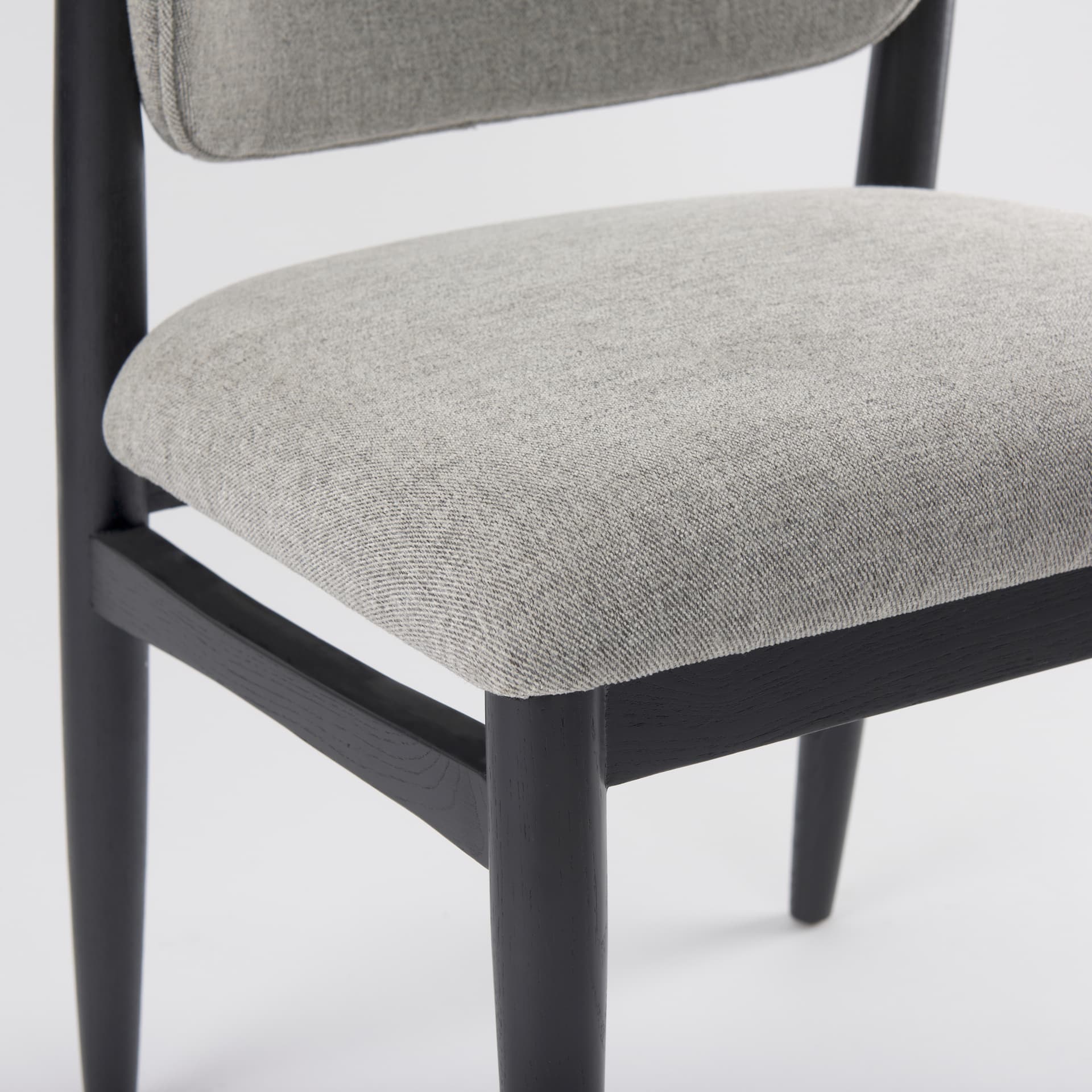Cline Curved Back Dining Side Chair | Gray Fabric w/ Black Wood — product photograph