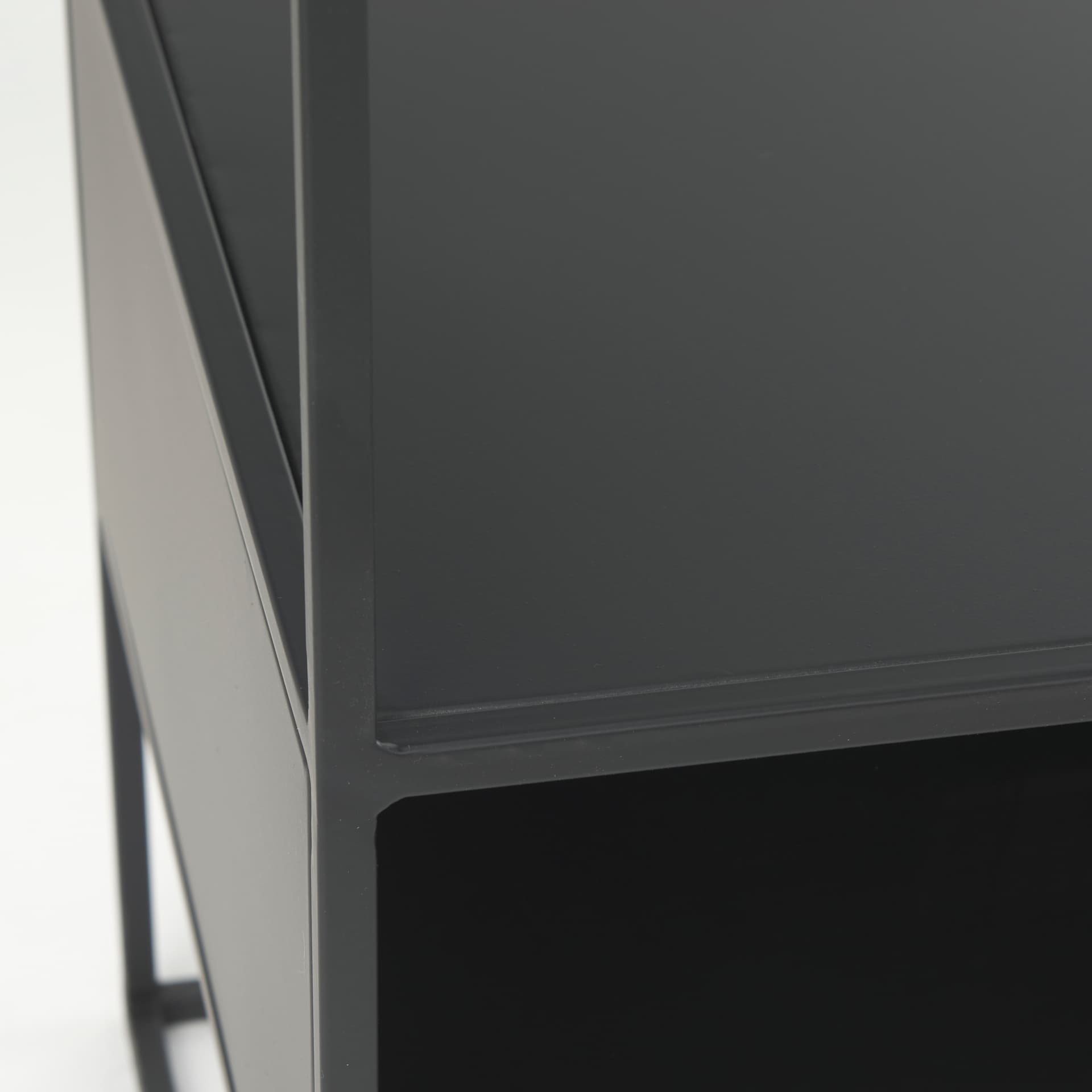 Samson 15.7L x 15.7W x 21.3H Side Table Matte Black Metal and Glass — product photograph