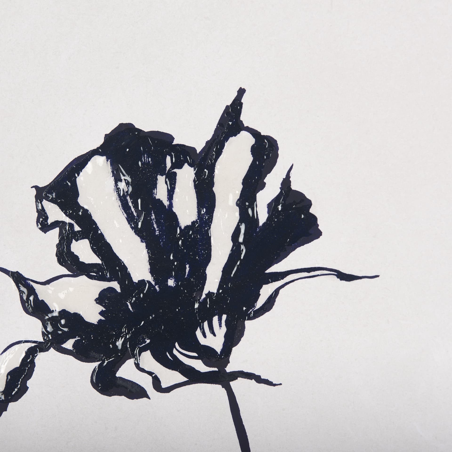 Sapphire Vase II by Mercana Studio a Hand Embellished Textured Framed Art Print Matted under Glass — product photograph