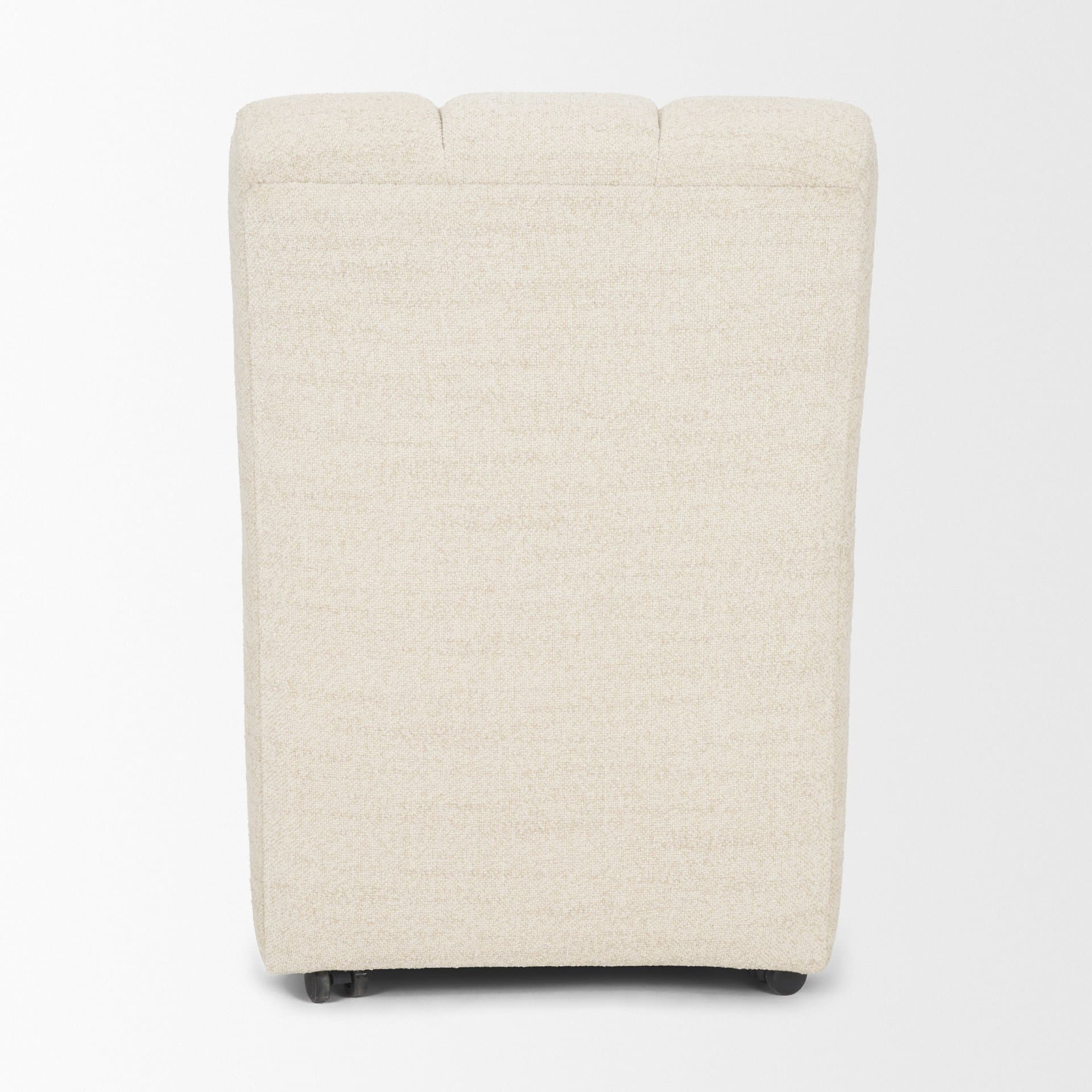 Wilkins Barrel Back Dining Arm Chair | Beige Fabric w/ Wood — product photograph