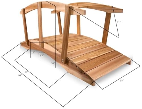 8-Ft Cedar Garden Bridge with Side Rails — product photograph