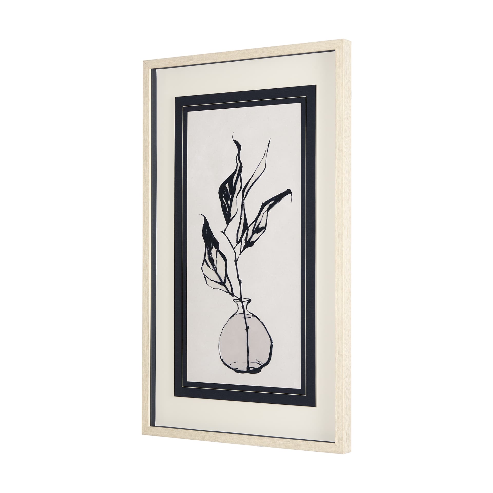 Sapphire Vase I by Mercana Studio a Hand Embellished Textured Framed Art Print Matted under Glass — product photograph