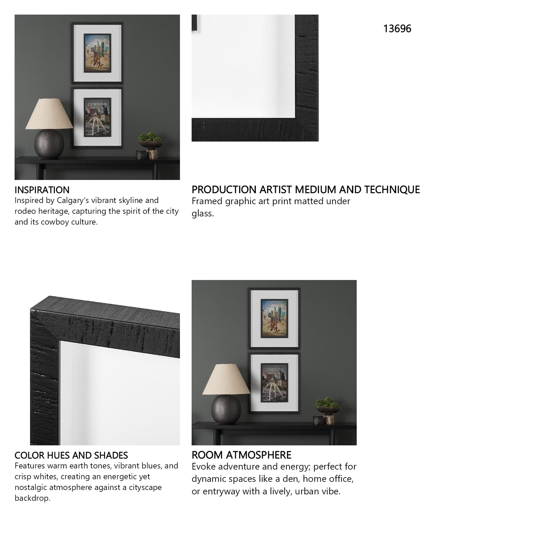 Calgary Go Canada (M) by Mercana Studio a Framed Art Print Matted under Glass — in a styled room