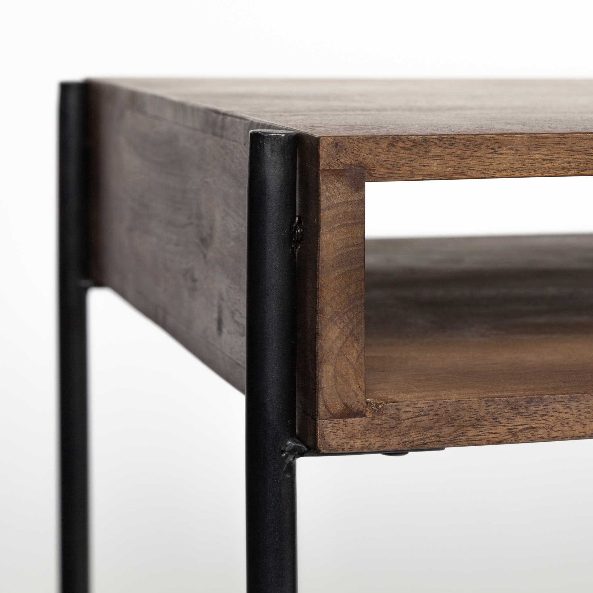 Glenn VII 56L x 22W Dark Brown Wood w/ Black Iron Frame, 3 Drawer Office Desk — product photograph