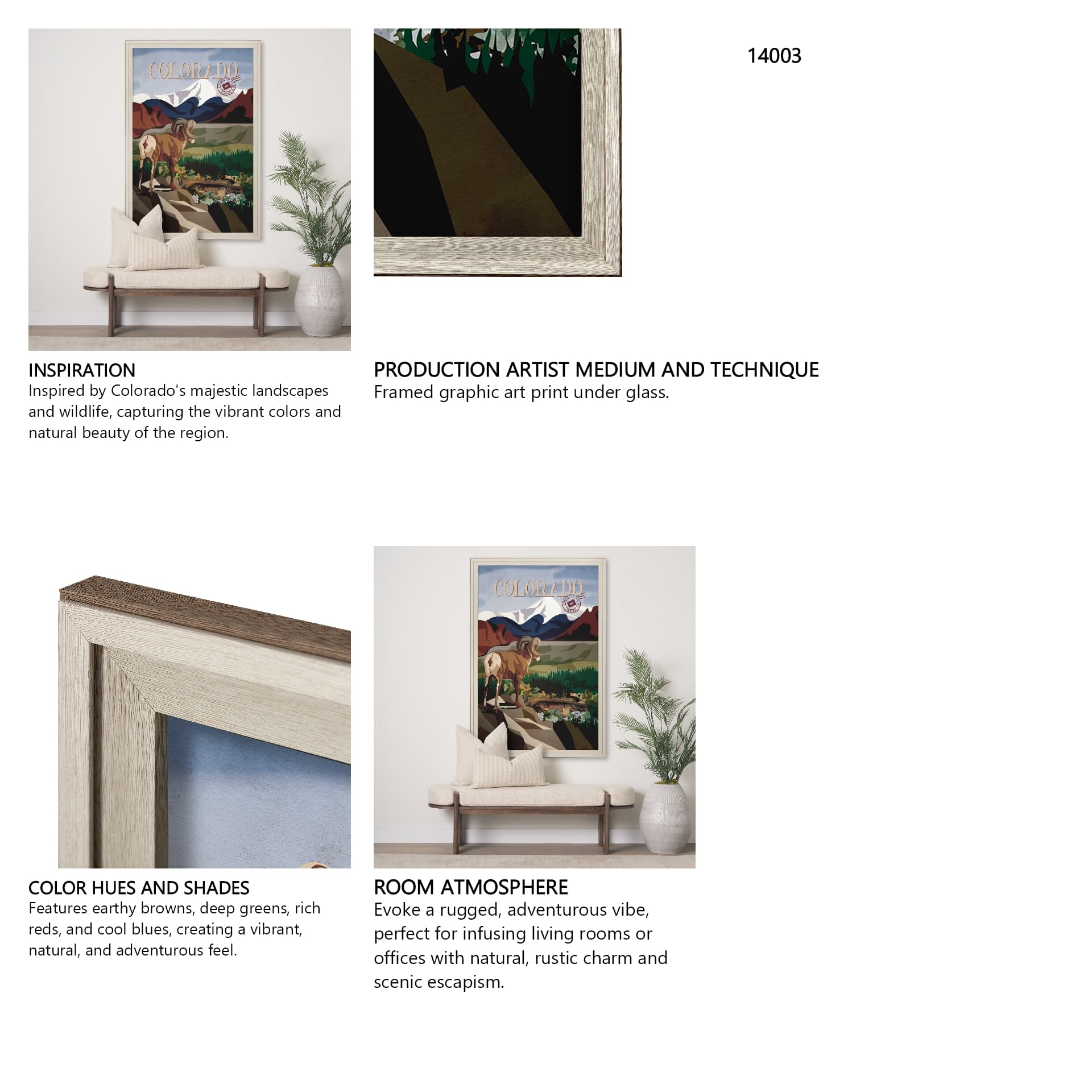 Colorado Go USA (XL) by Mercana Studio a Hand Embellished Decograph Framed Art Print under Glass — in a styled room