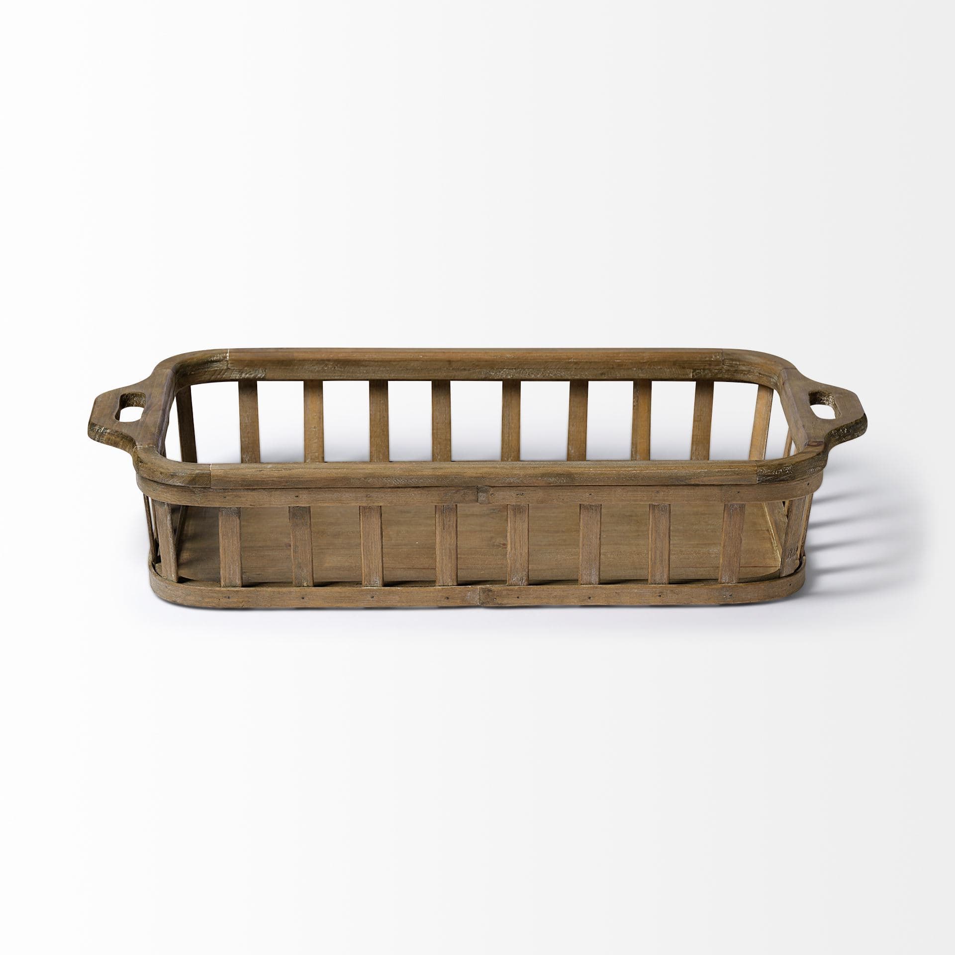 Louis Set of 2 Natural Wood Slated Nesting Trays — product photograph