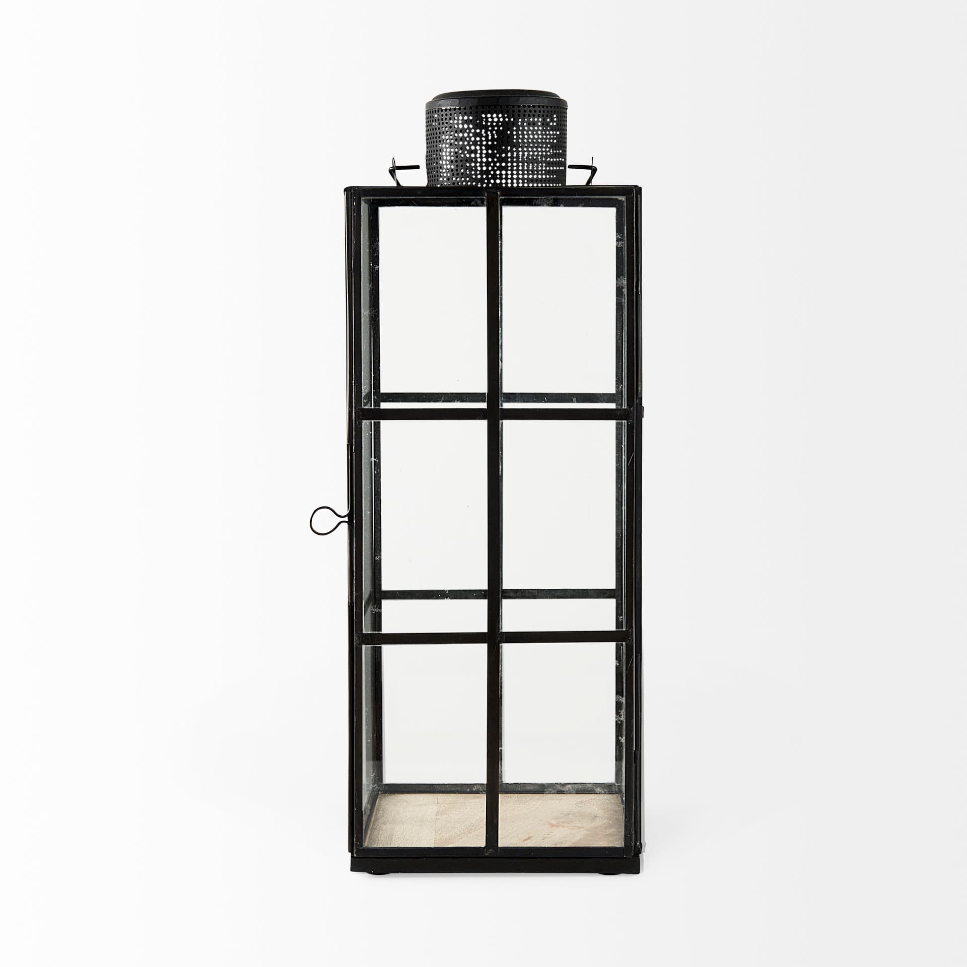Gamfield 6.1L x 6.1W x 16.7H Large Black Metal and Glass Lantern — product photograph
