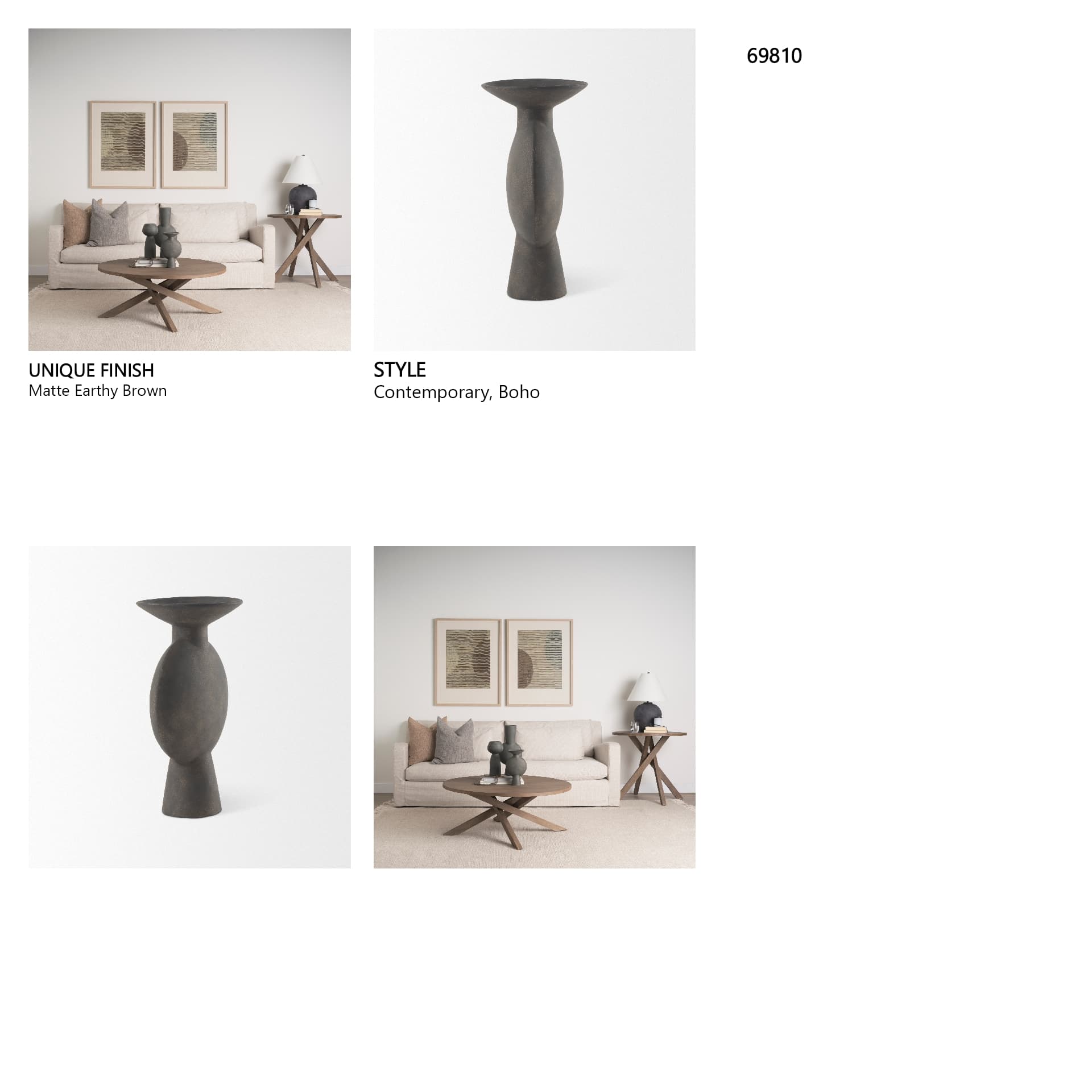 Kaz 6.7L x 5.5W x 11.2H Earthy Brown Ceramic Vase — in a styled room