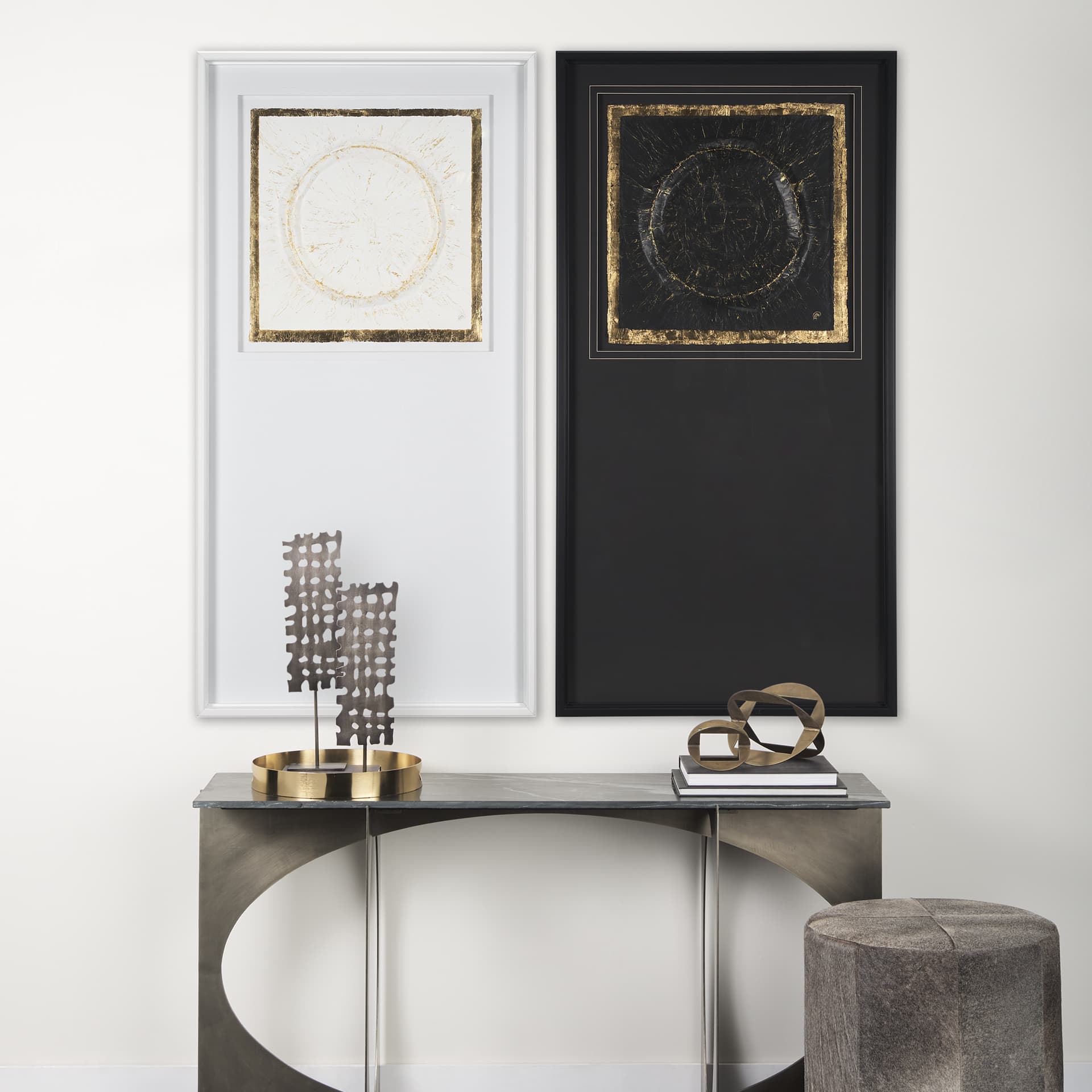 Caldera Black by Studio M a handmade Original Framed Artwork under Glass — in a styled room
