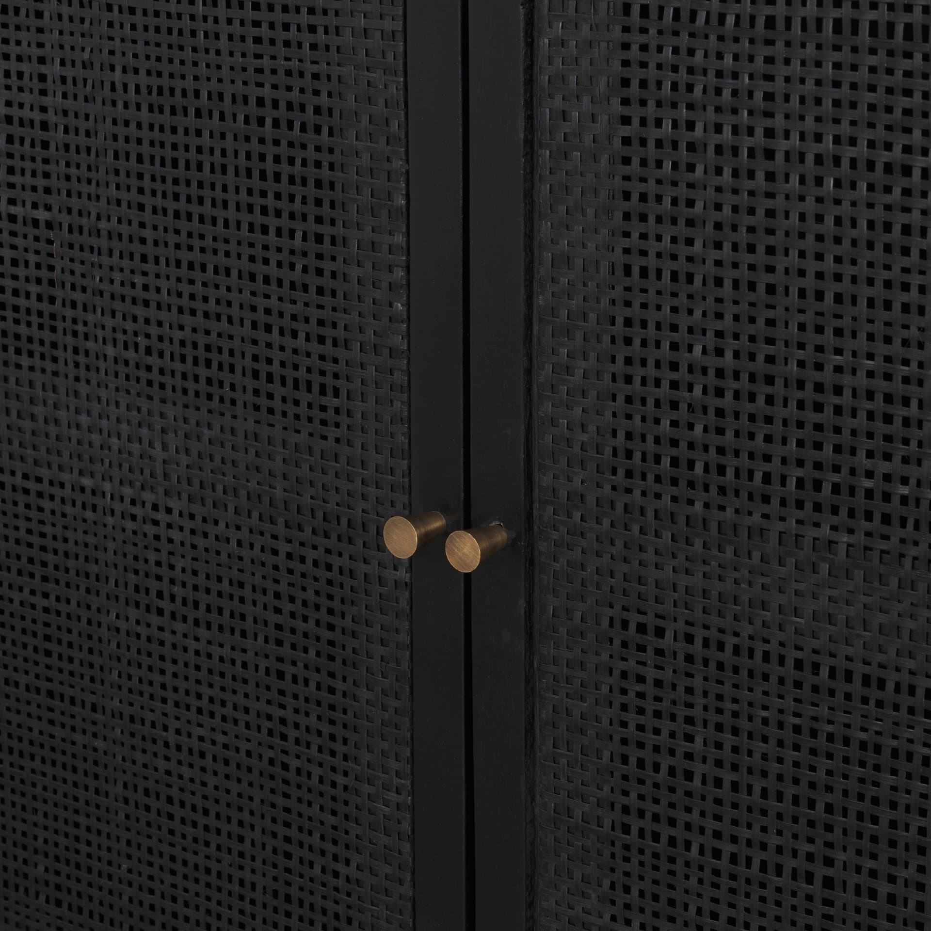 Grier Matte Black Stained Wood w/ Black Cane Accent Cabinet — product photograph