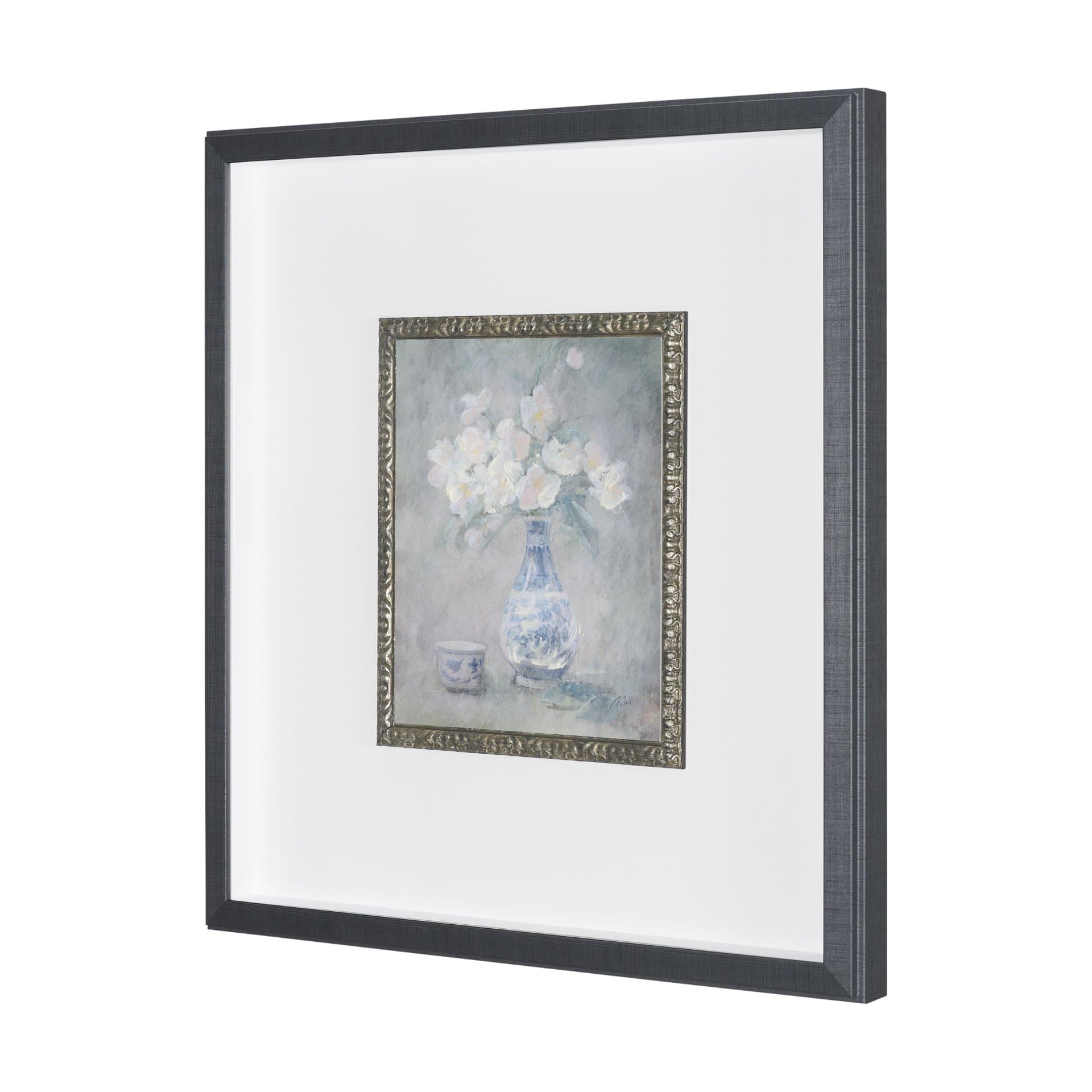Dynasty Bloom III by Mercana Studio Hand-Embellished Textured Framed Artwork Matted under Glass — product photograph