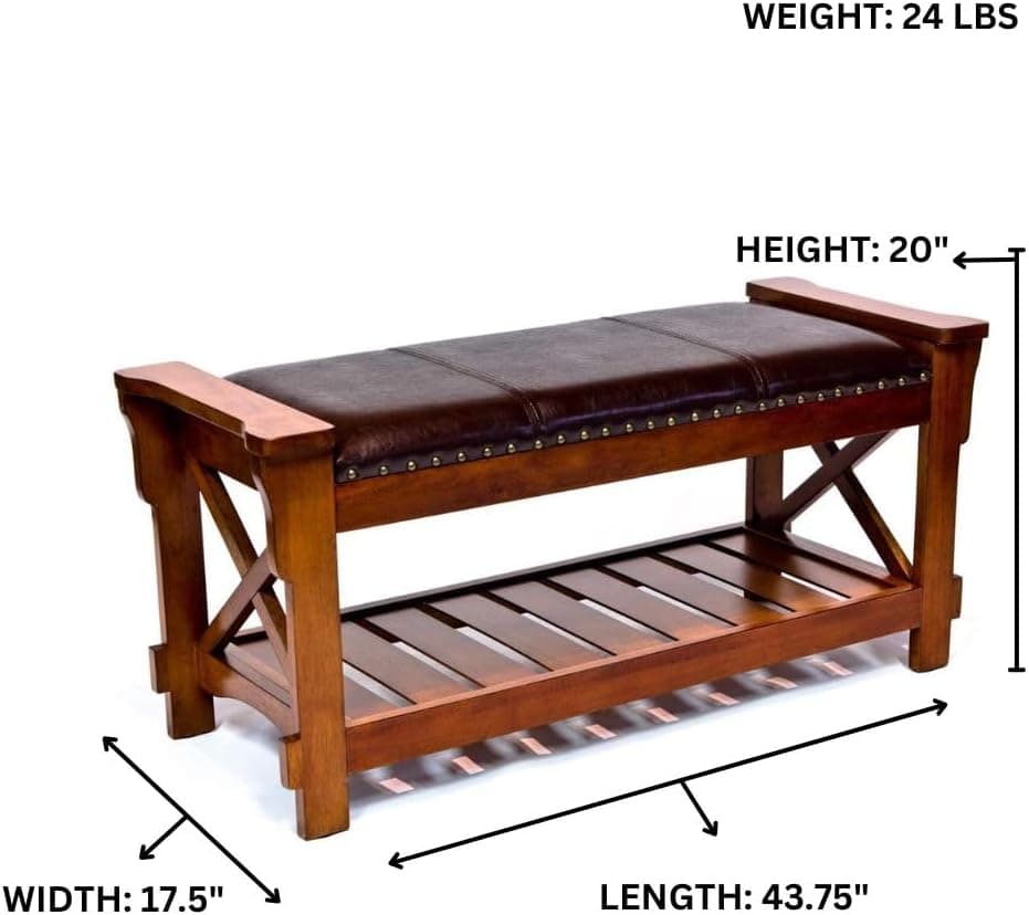Padded Entryway Bench HR360 Cherry Finish — product photograph