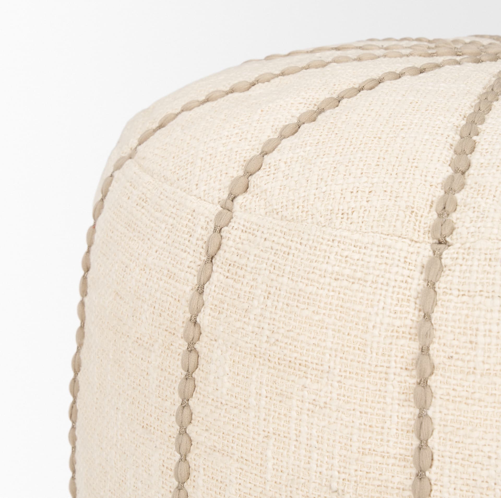 Sachi Beige w/ Stitching Pouf — product photograph