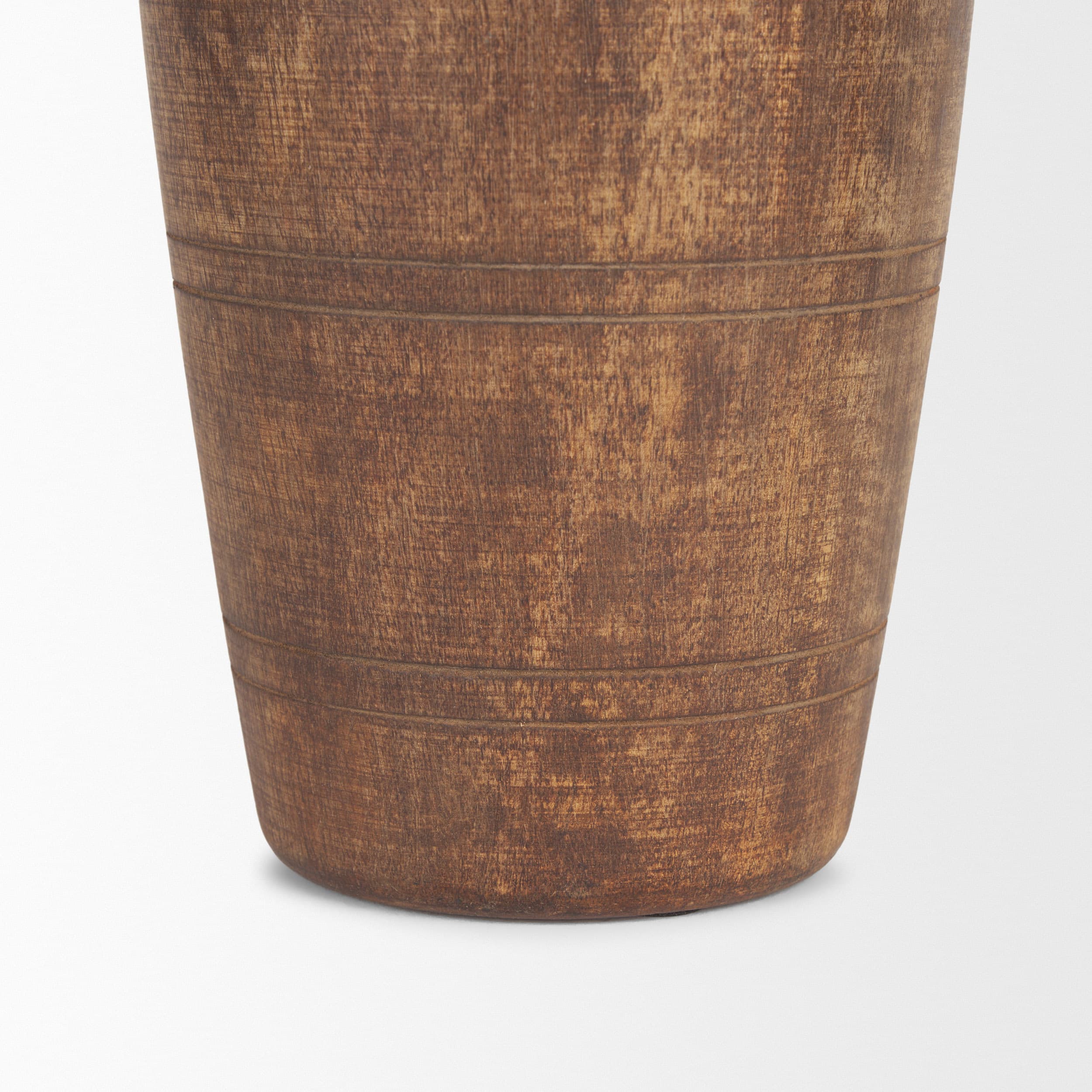 Porta Large Medium Brown Reclaimed Wooden Pot — product photograph