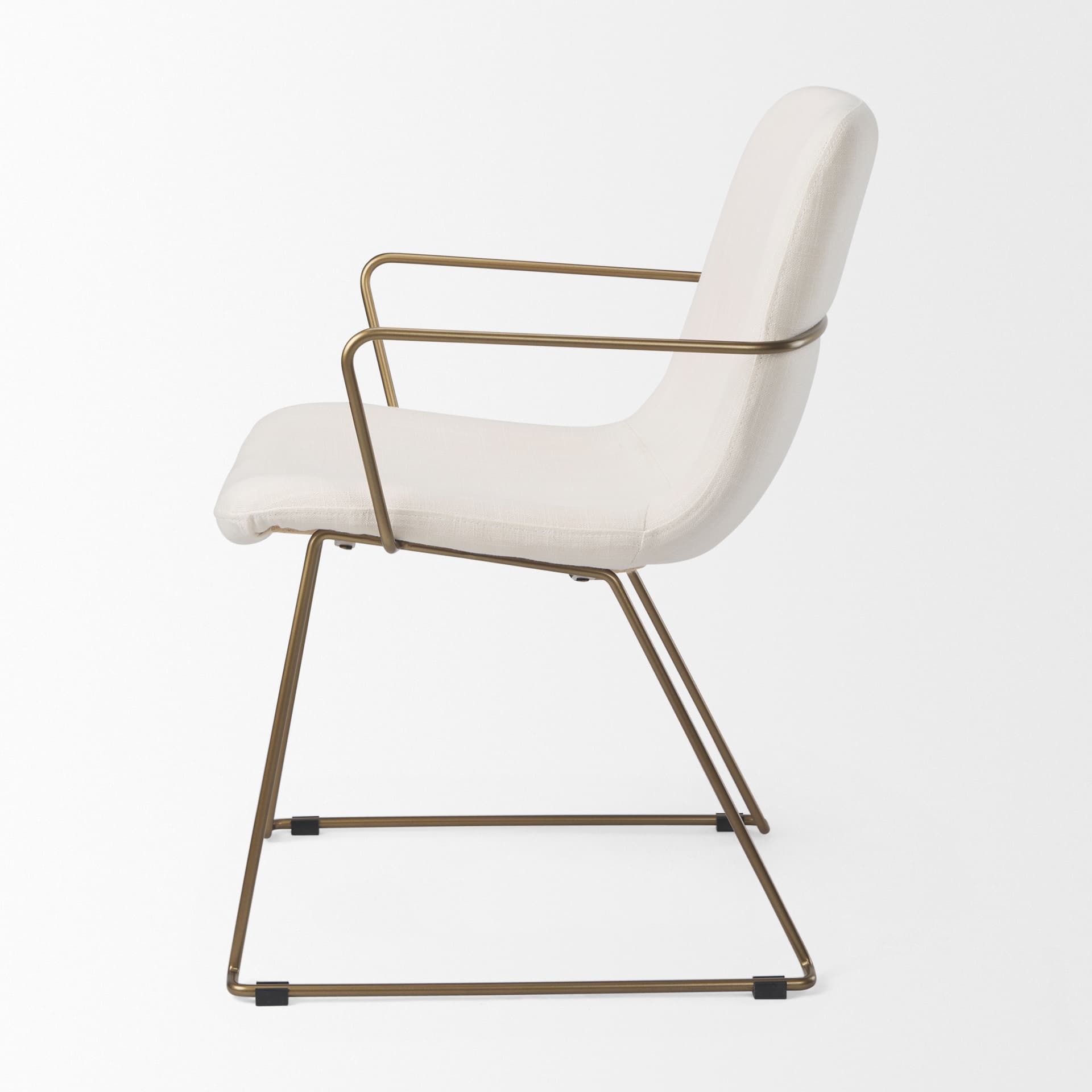 Sawyer Solid Back Dining Side Chair | Cream Fabric w/ Gold Metal — product photograph