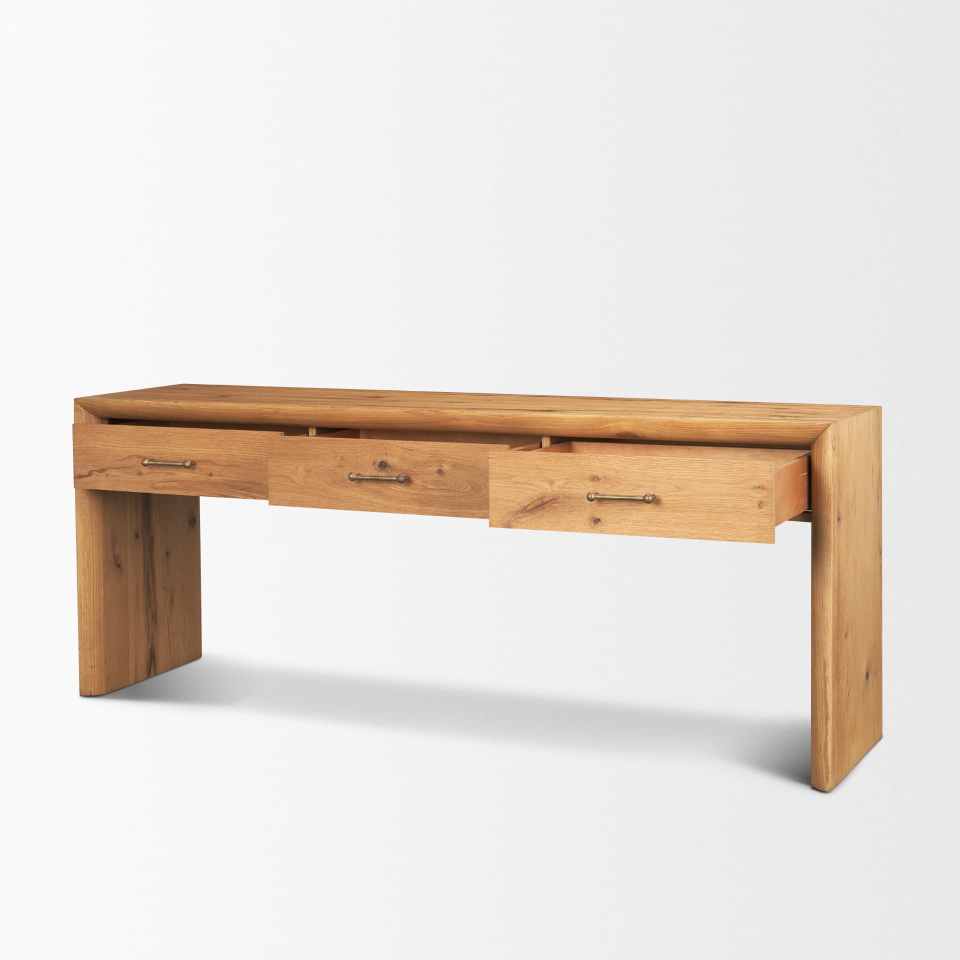 Belford 72" Light Brown Oak Wood Console Table — product photograph