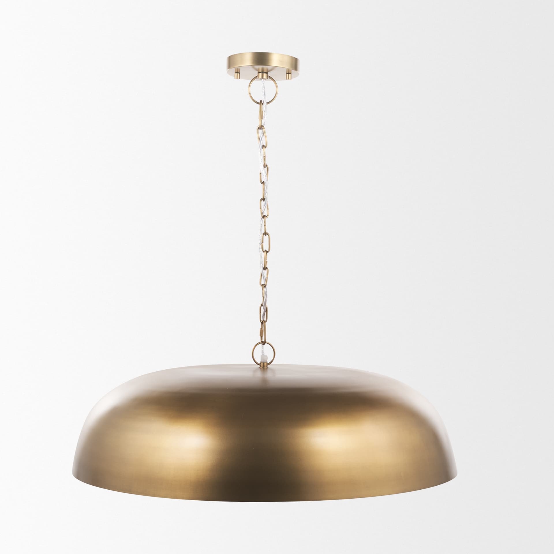 Sanne Antiqued Gold Metal w/ Silver Foil Wide Pendant Light — product photograph
