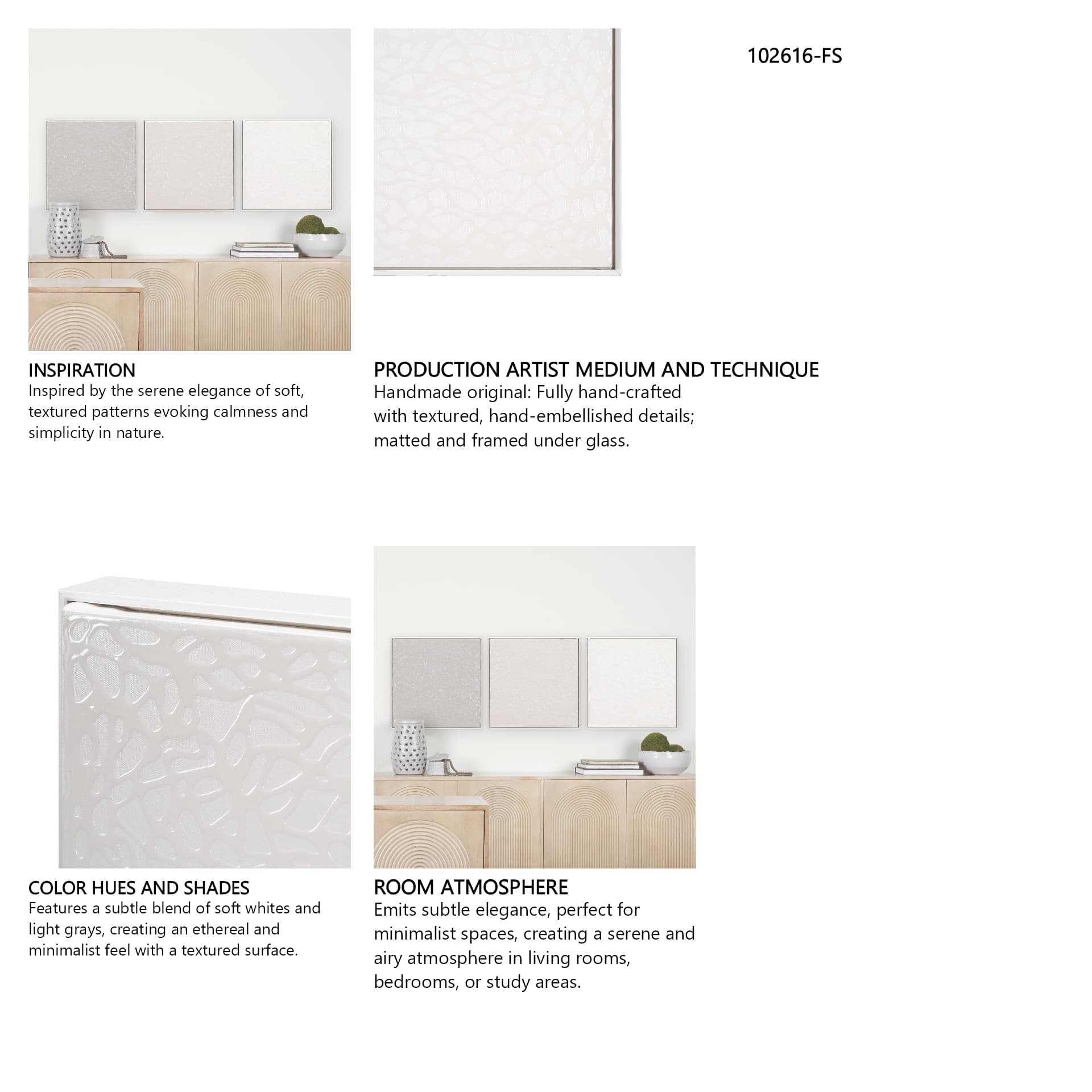 Dapple Light by Studio M a handmade Original Framed Canvas 3D Textured Artwork — in a styled room