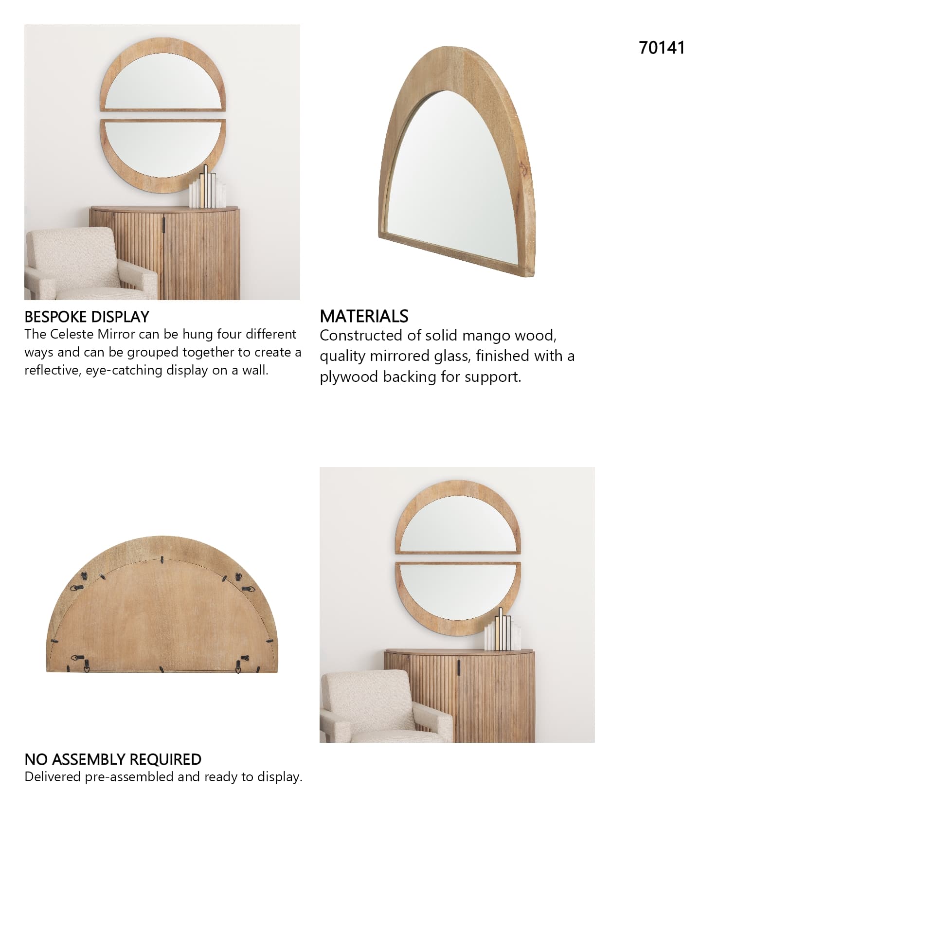 Celeste Light Brown Wood Small Mirror — in a styled room