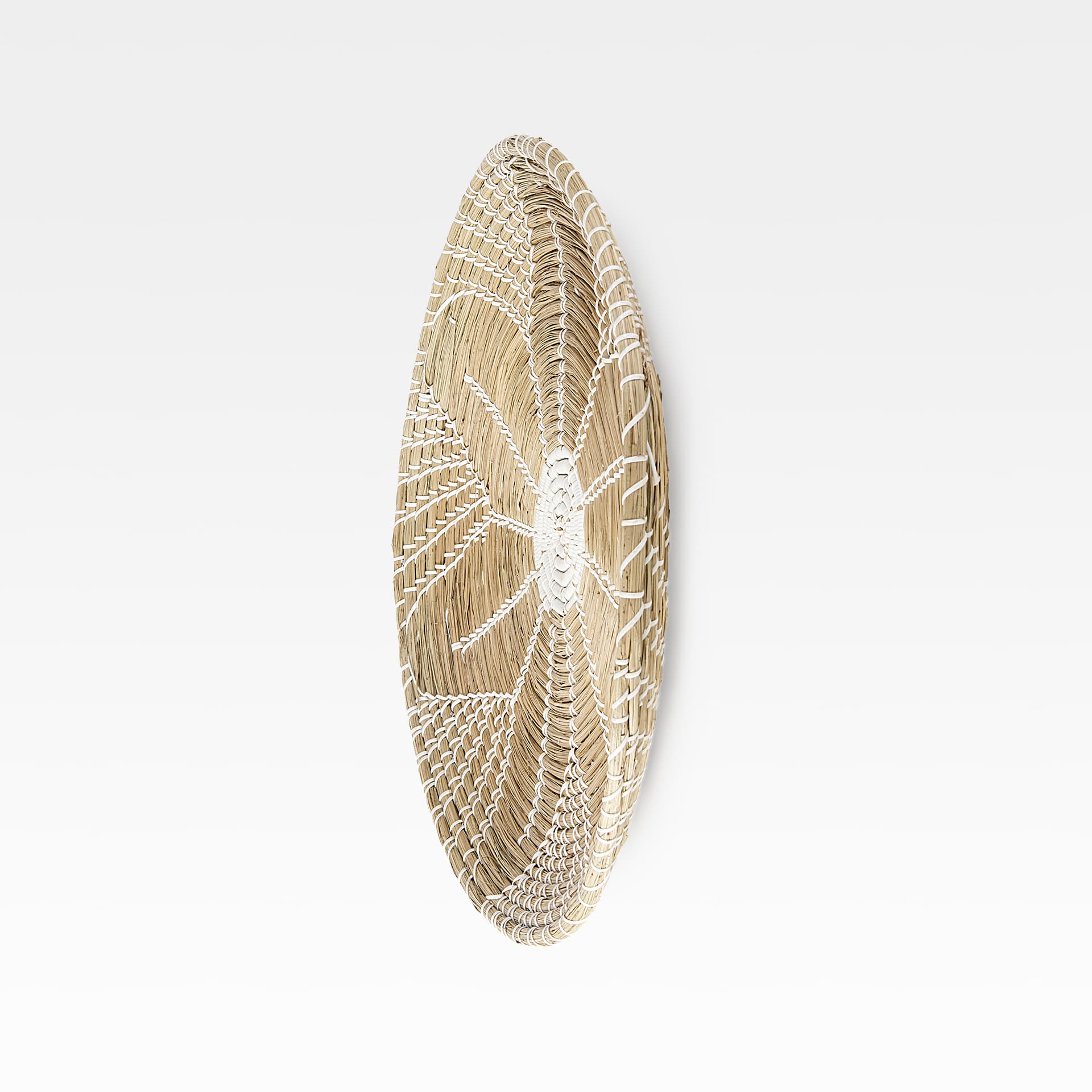 Mekhi 24.0L x 24.0W x 3.5 Light Brown Seagrass W/White String Round Wall Hanging Plate — product photograph