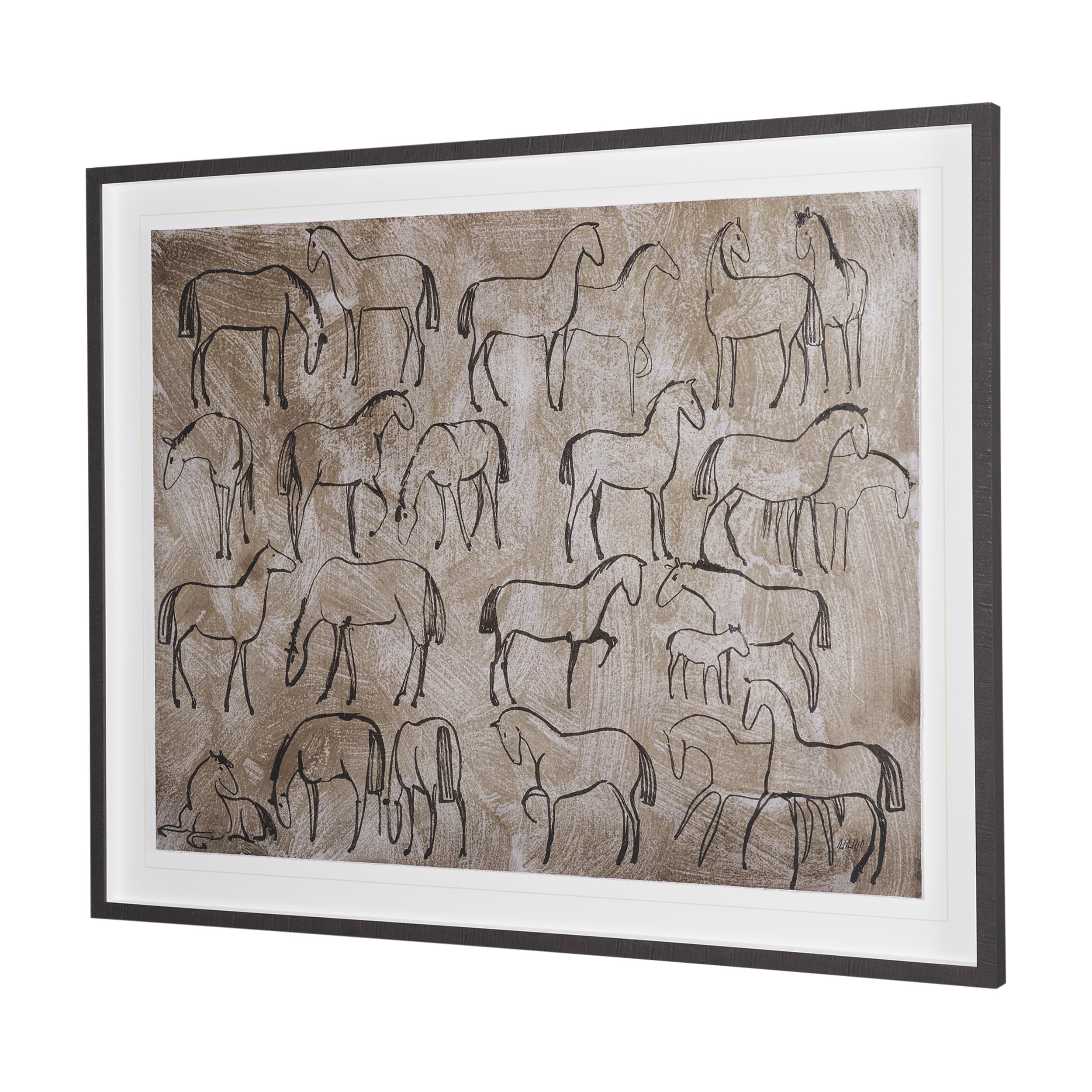 Buckskin by Mercana Studio Hand-Embellished Textured Framed Artwork Matted under Glass — product photograph