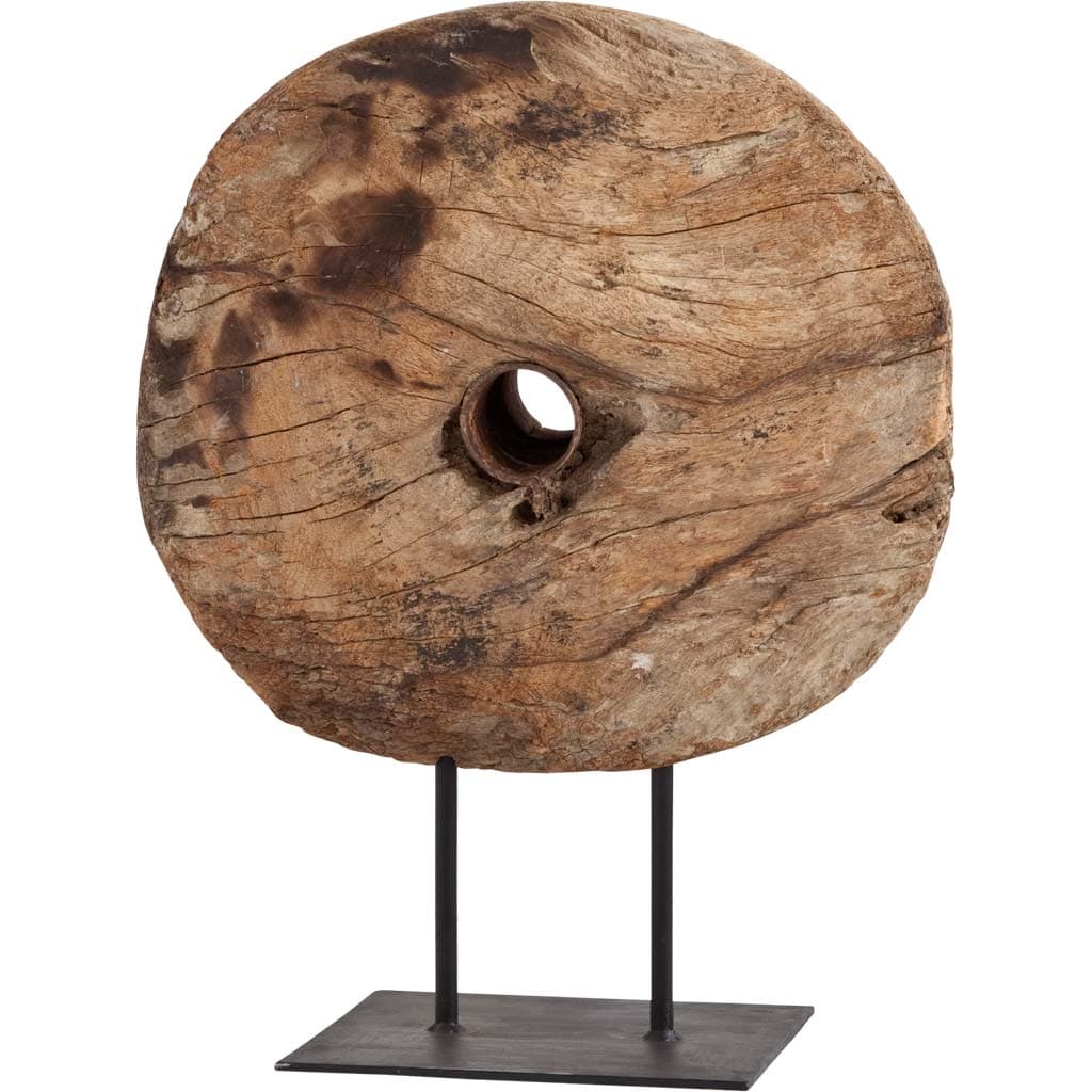 Incana 20L x 4W Natural Brown Reclaimed Wood Wheel Object — product photograph