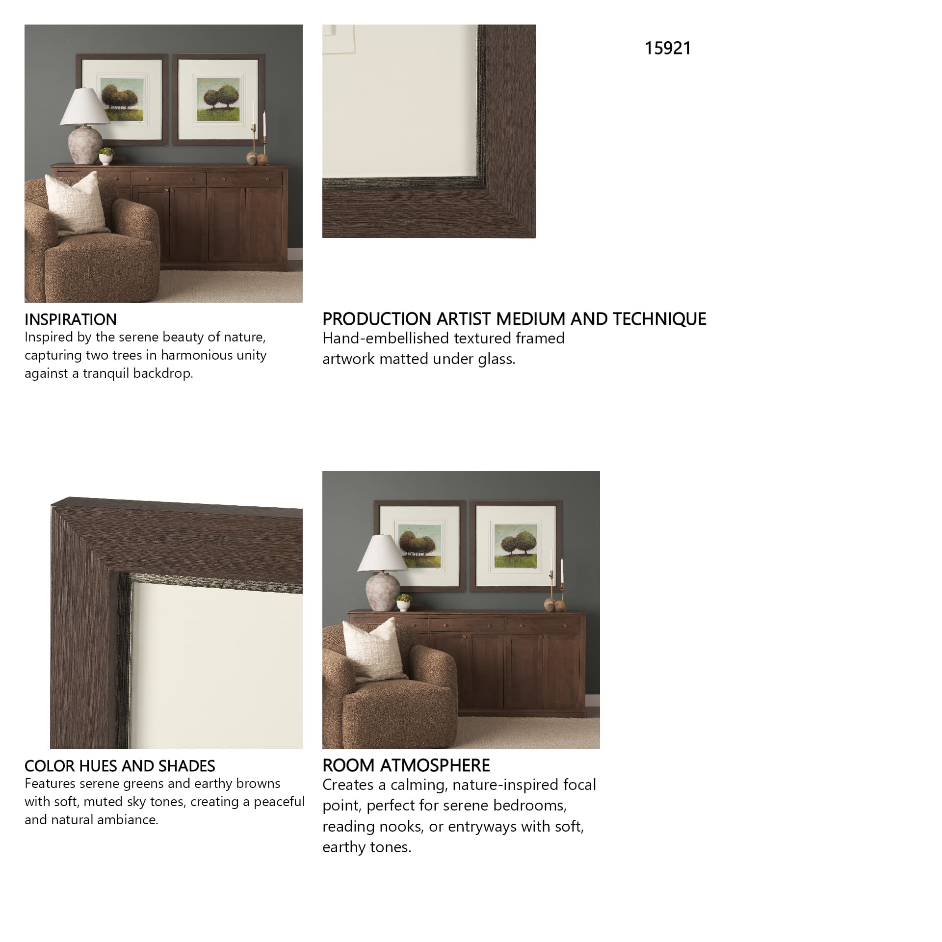 Hidden Grove II by Mercana Studio Hand Embelished Textured Framed Artwork Matted under Glass — in a styled room