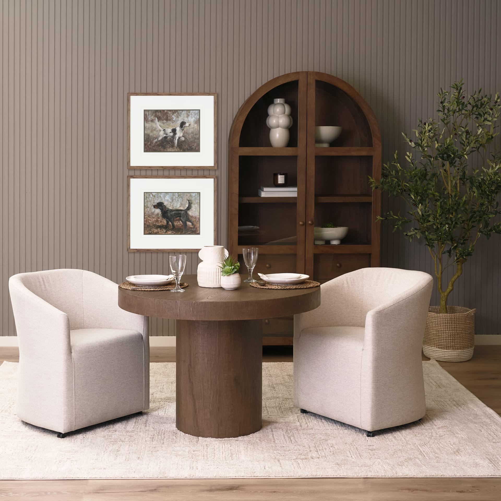 Lyonne 42" Round Pedestal Dining Table | Modern | Brown Wood | Seats 4 — product photograph