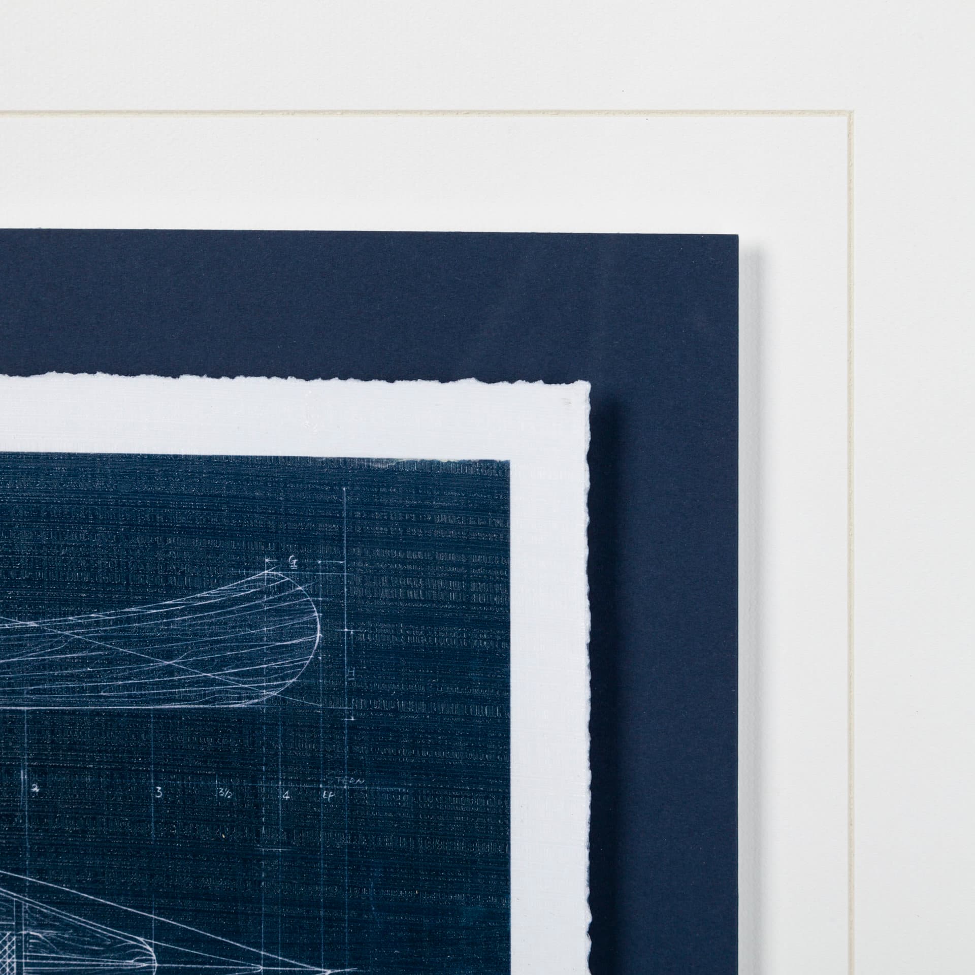 Canoe Blueprint by Dayna a Hand Embellished Textured Framed Art Print Matted under Glass — product photograph
