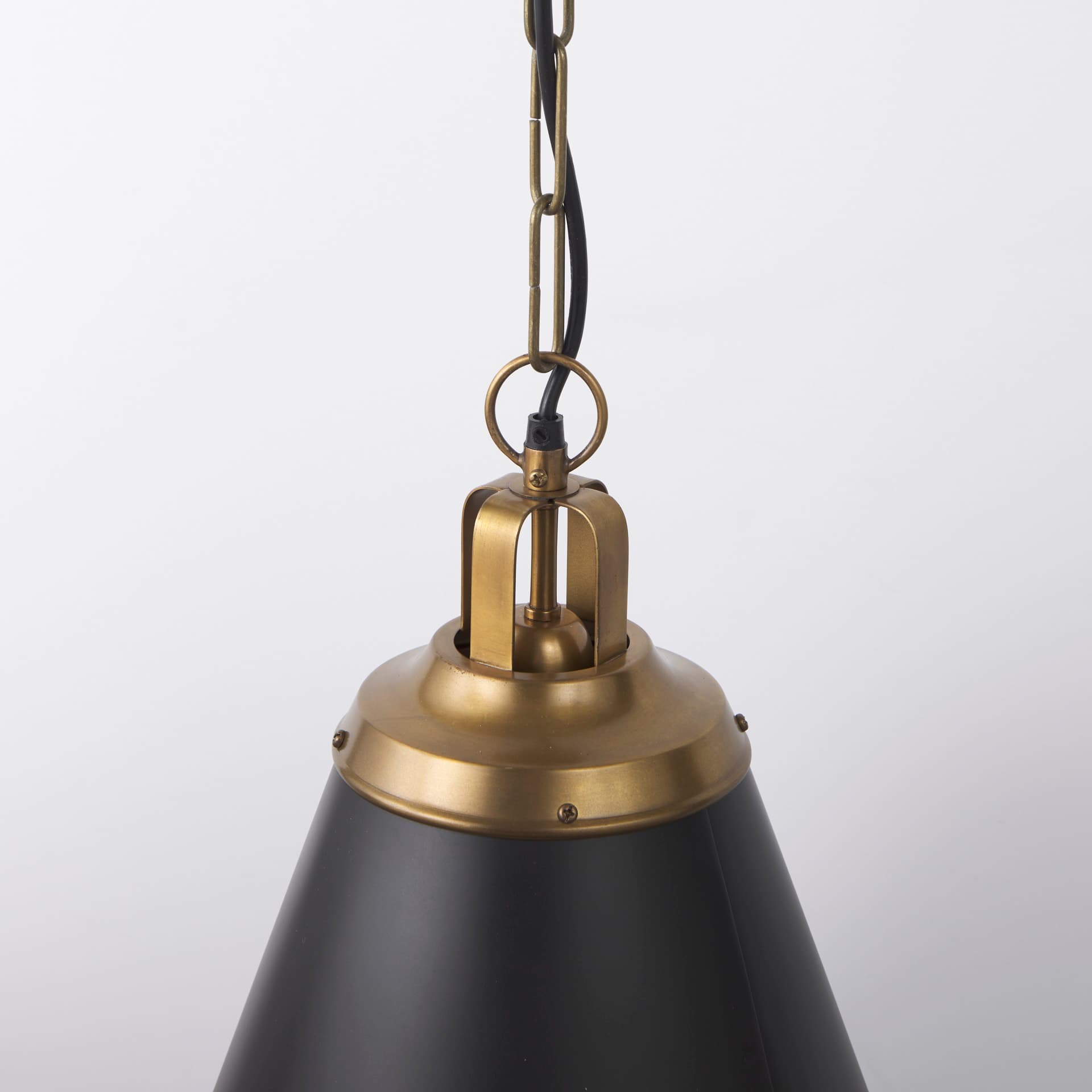 Fenton 18.0L x 18.0W x 23.0H Black W/Antiqued Gold Accents Pendant Light — product photograph