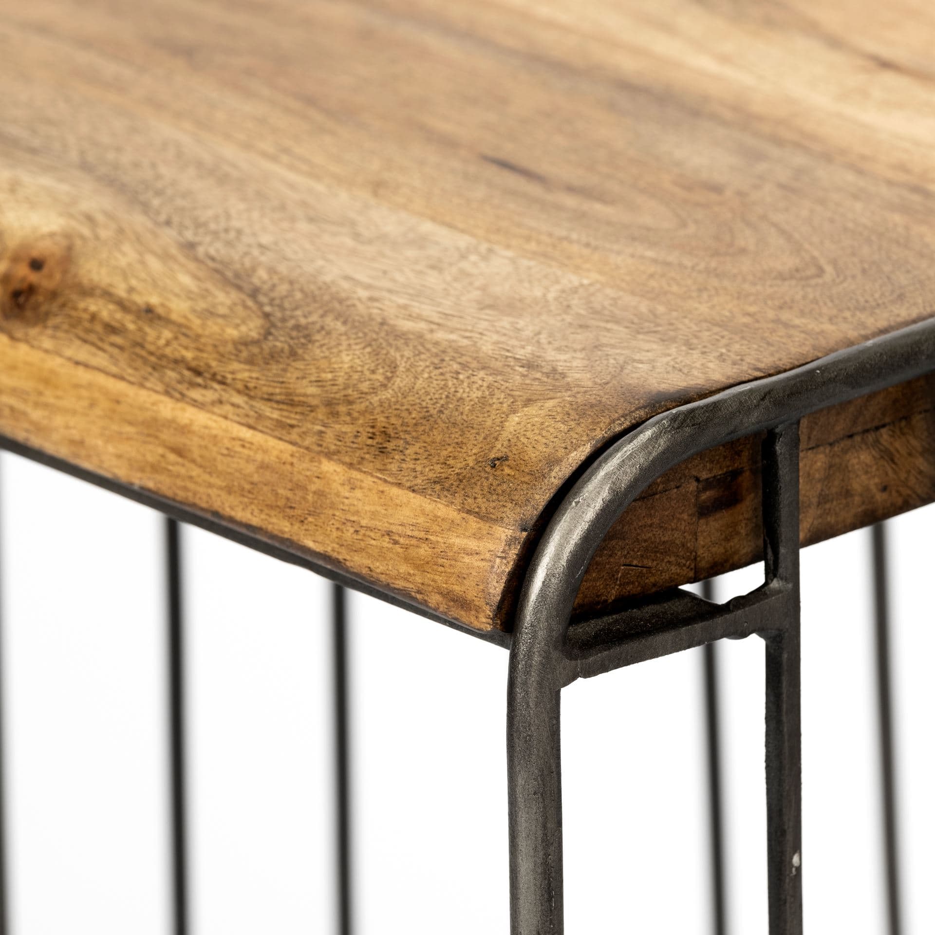 Seagram Backless 25.6in Seat Counter Stool | Brown Wood w/ Black Metal — product photograph