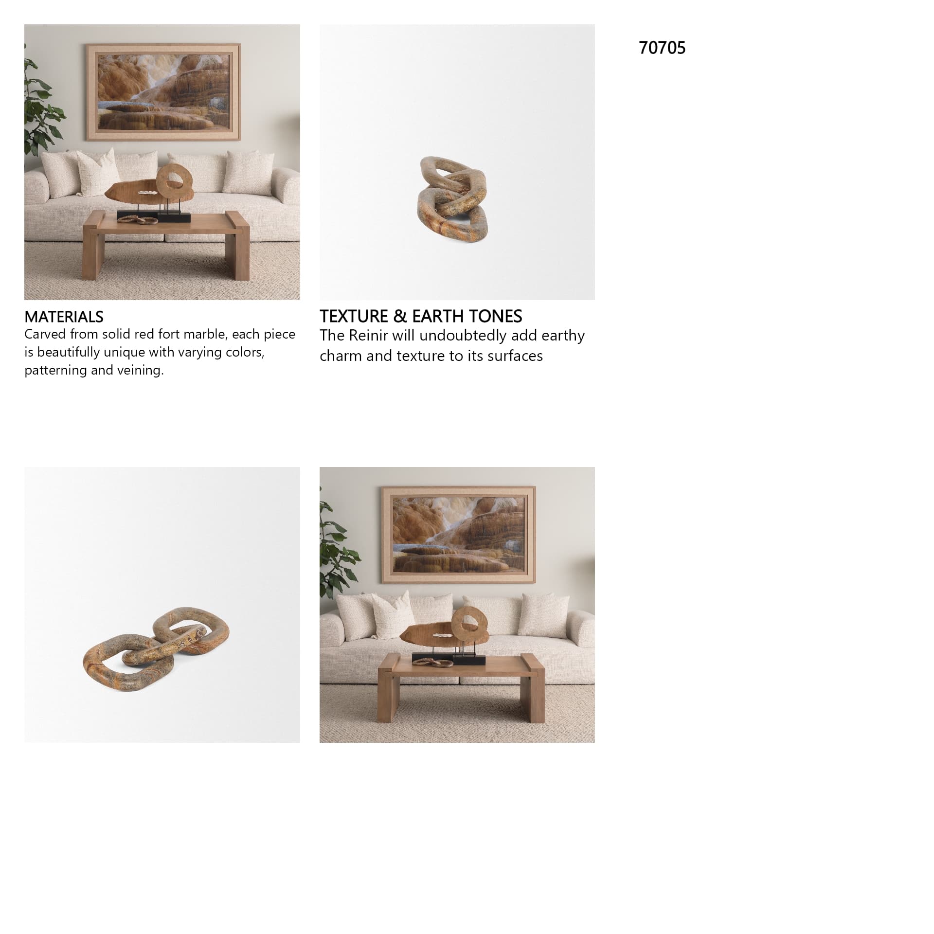 Reinir Red-Brown Marble Chain Link Decorative Object — in a styled room