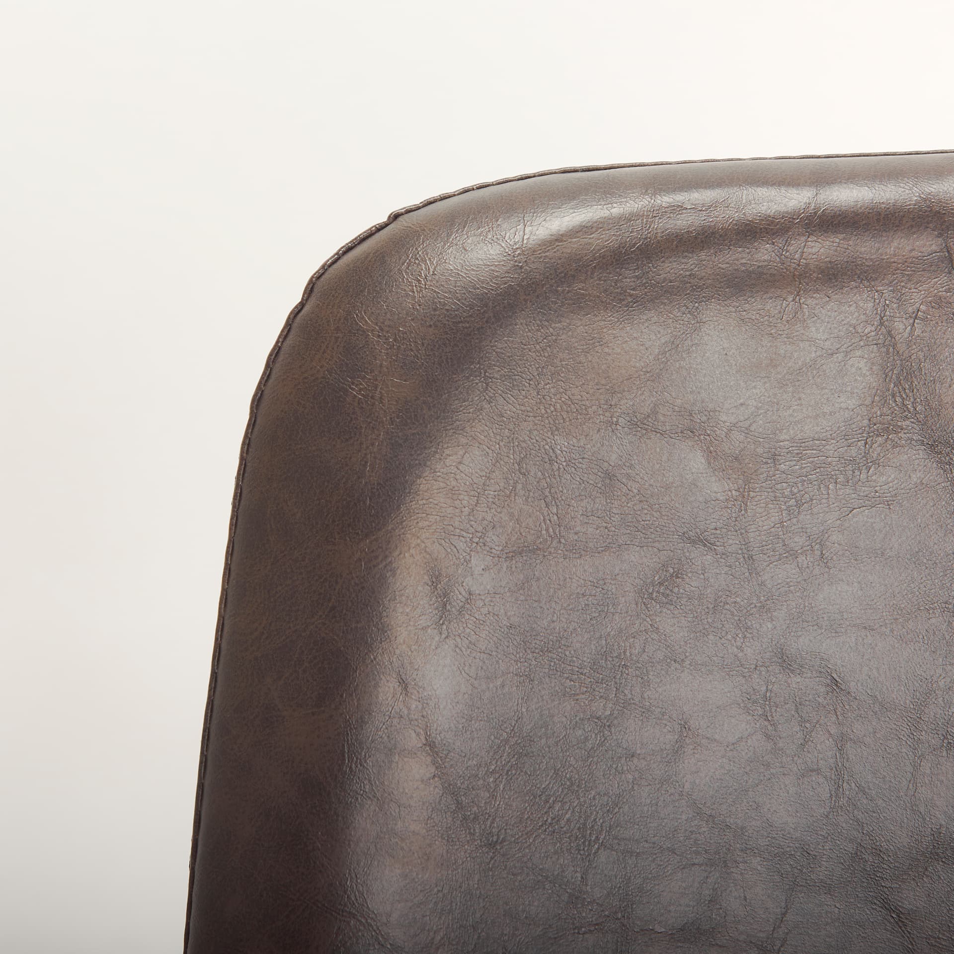 Sawyer Solid Back Dining Side Chair | Dark Brown Faux Leather w/ Iron — product photograph
