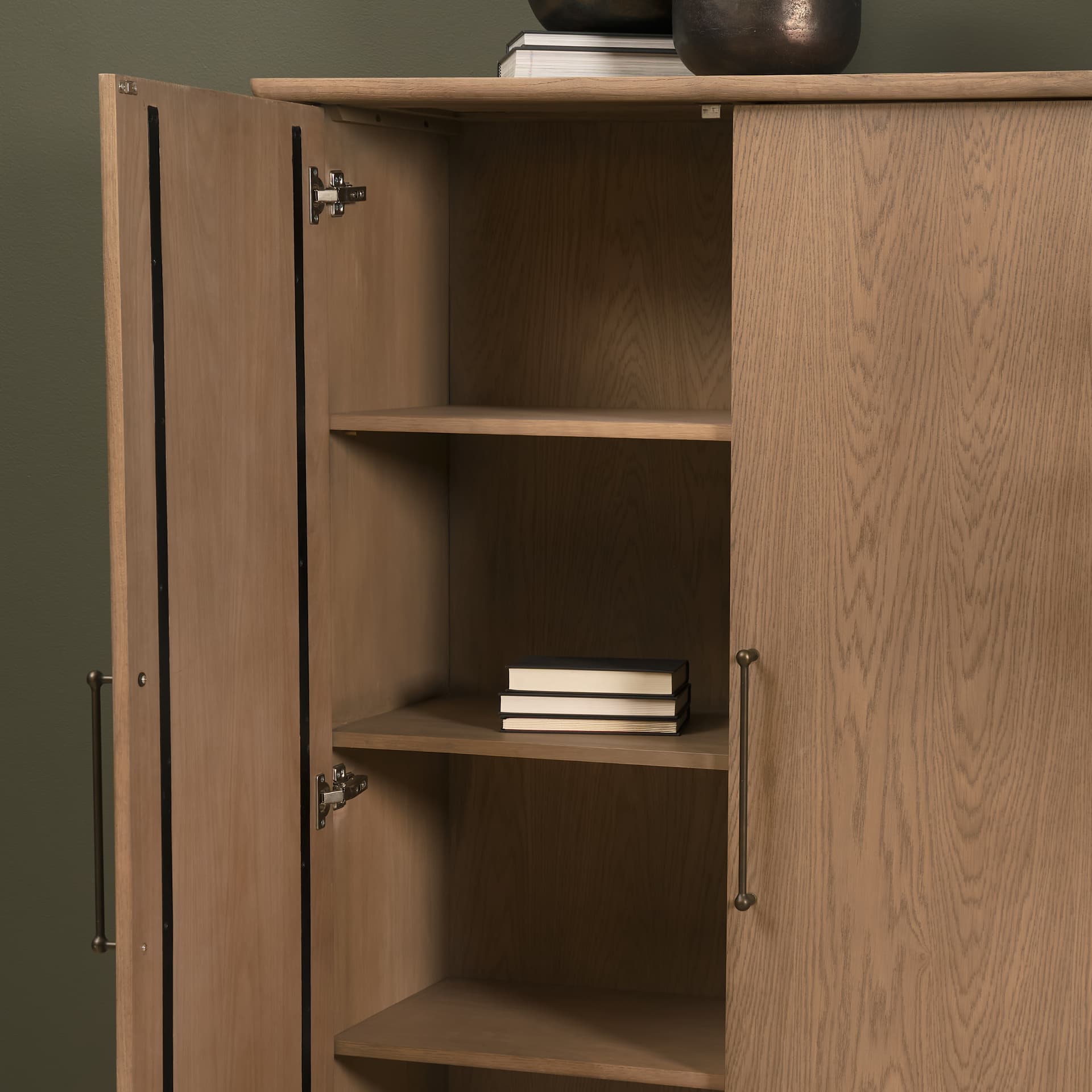 Hollis Gray-Brown Wood Curio Cabinet — product photograph