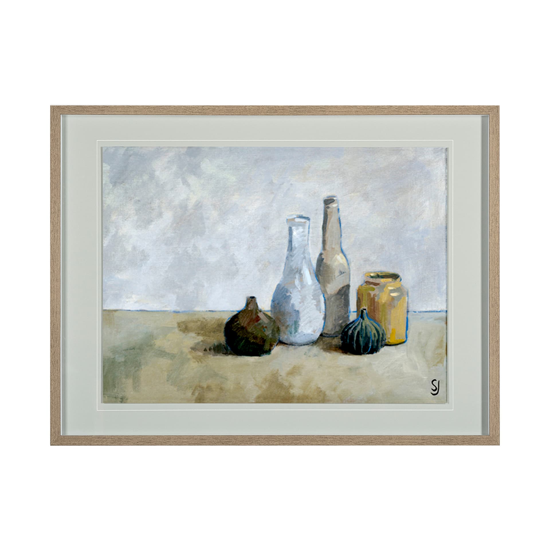 A Collection of Bottles by Steven Johnson Hand Embellished Framed Art Photo Matted under Glass — product photograph