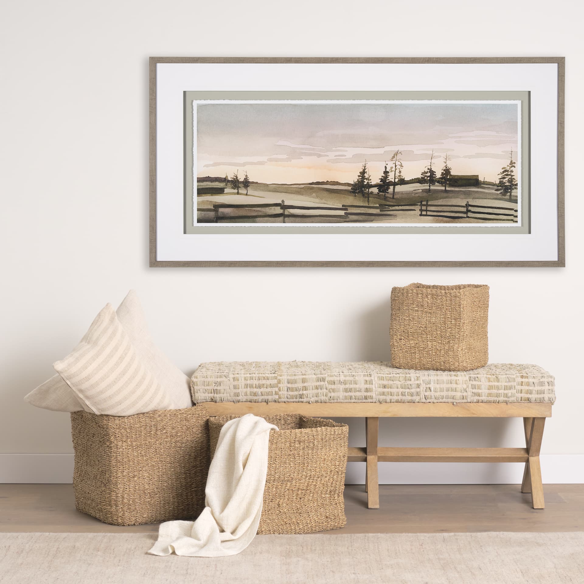 Watercolor Sketch III by Mercana Studio Hand Embellished Textured Framed Art Print Matted under Glas — in a styled room