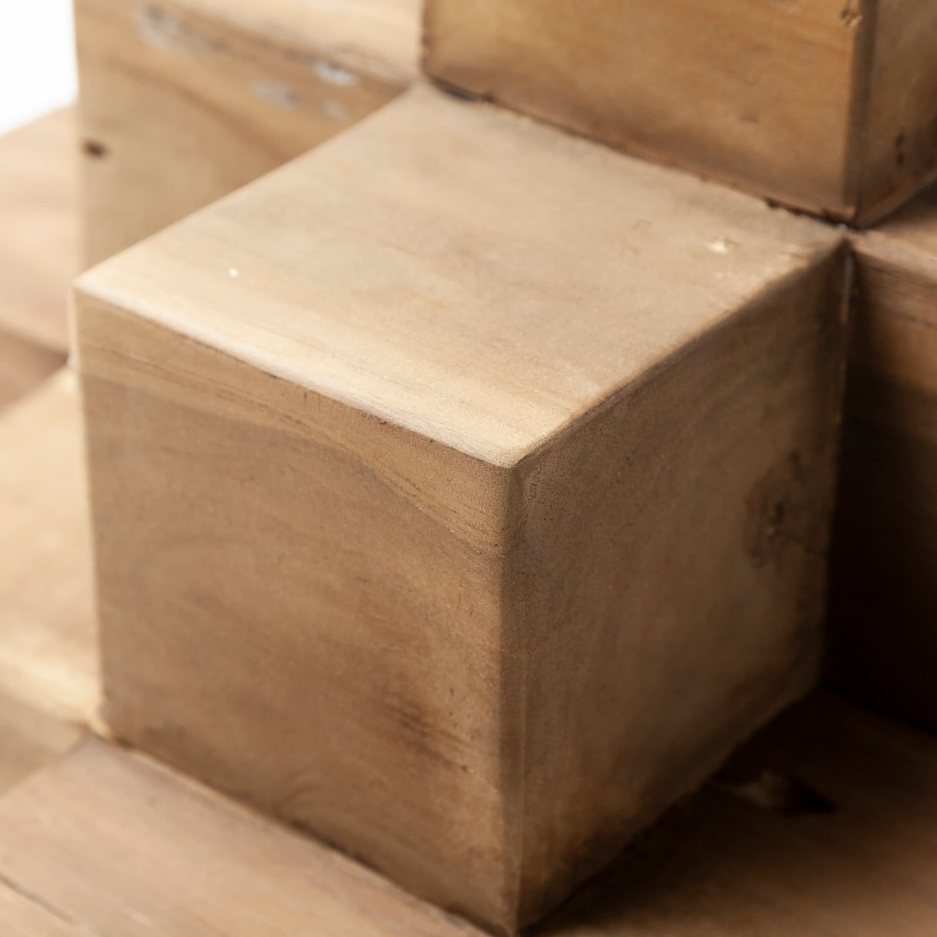 Rubik 15L x 10W Natural Wooden Cube Display Object — product photograph