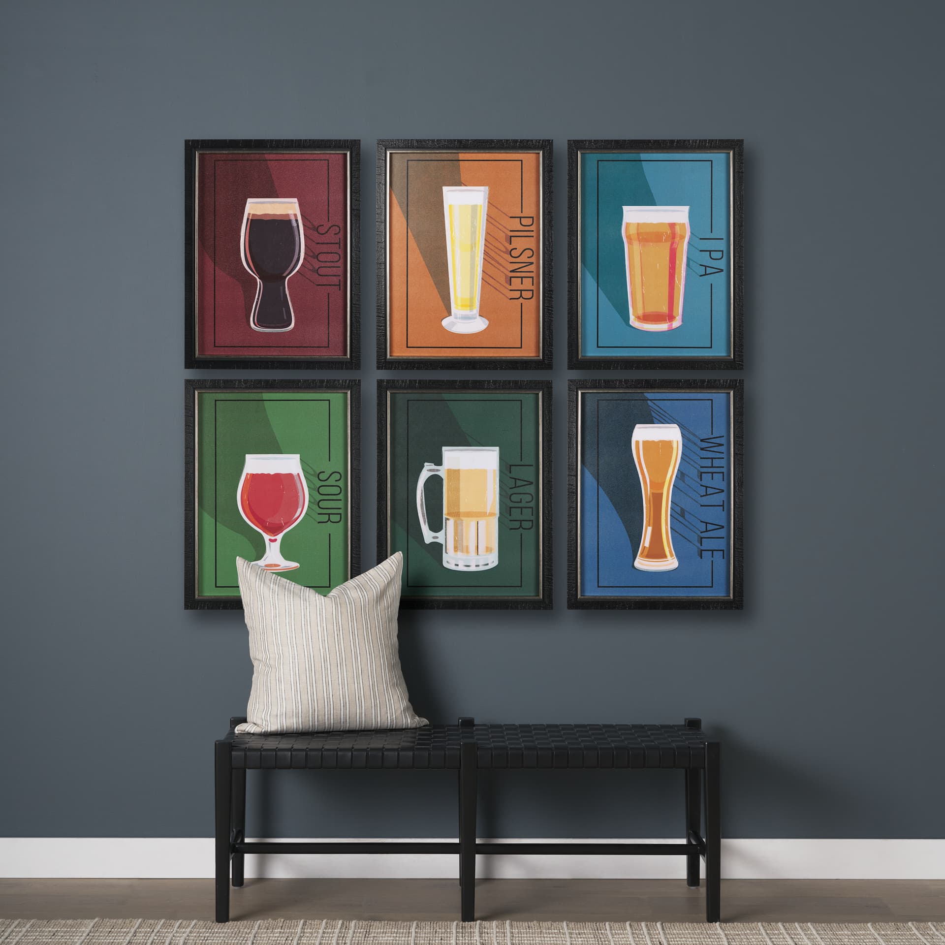 Beer Poster Lager by Mercana Studio a Hand Embellished Textured Framed Art Print — in a styled room