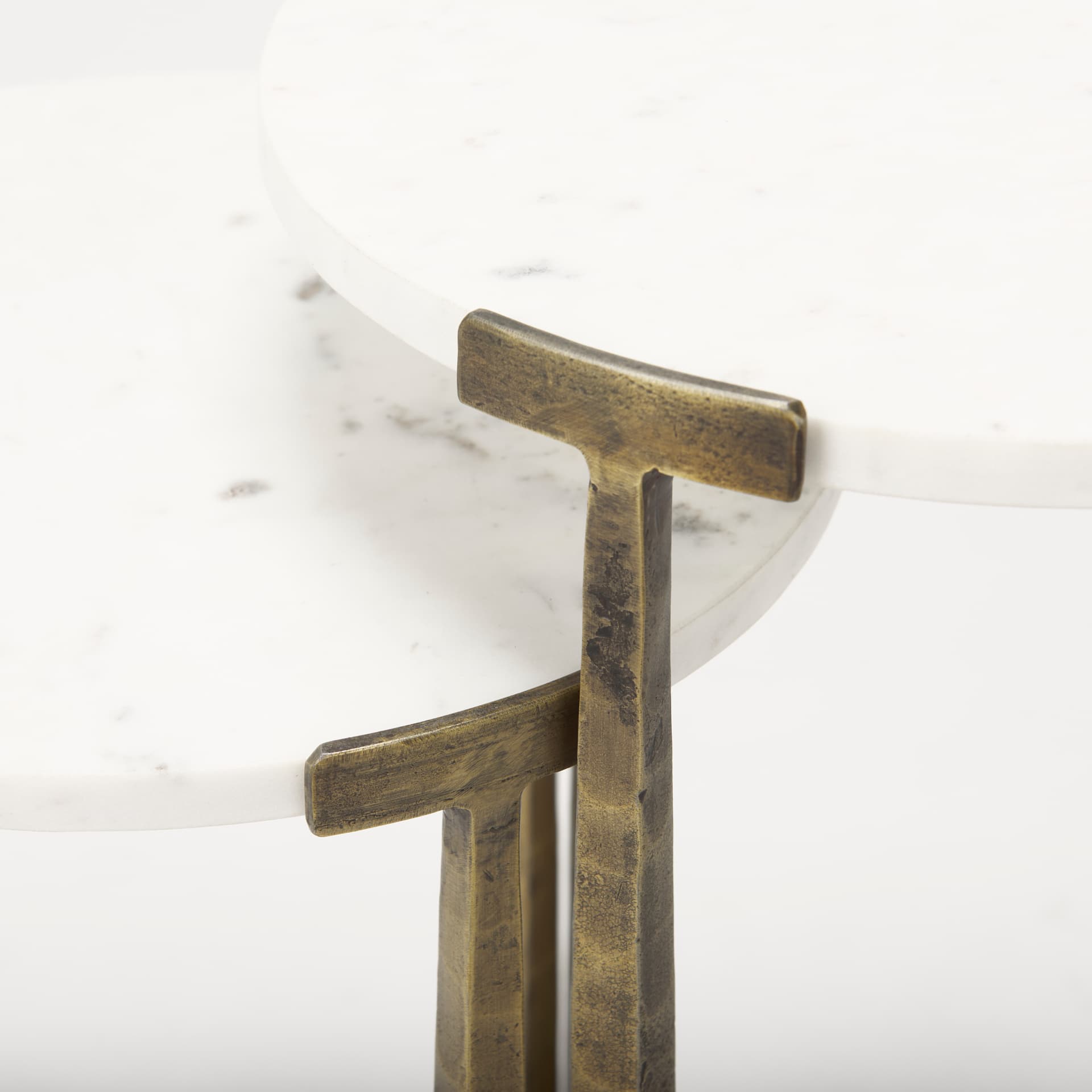 Atticus Marble and Antiqued Gold Metal Nesting Accent Tables (Set of 2) — product photograph