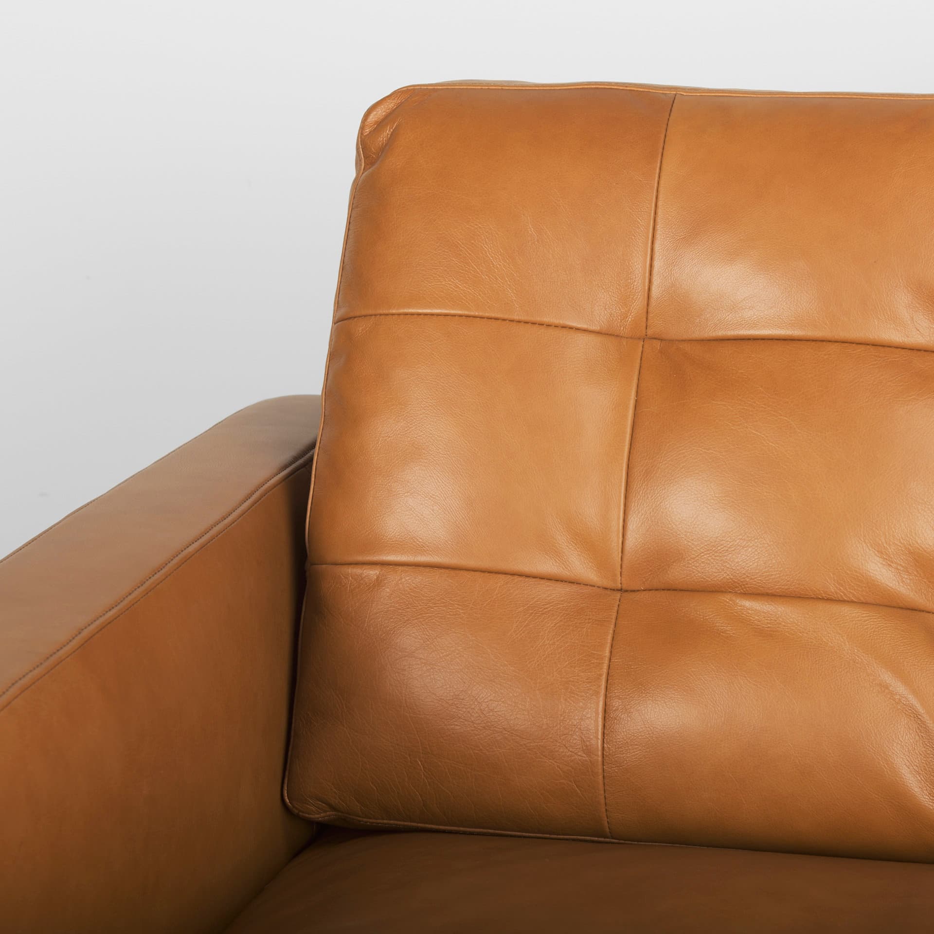 Olaf 88.2L x 37.8W x 35.0H Tan Leather Sofa — product photograph