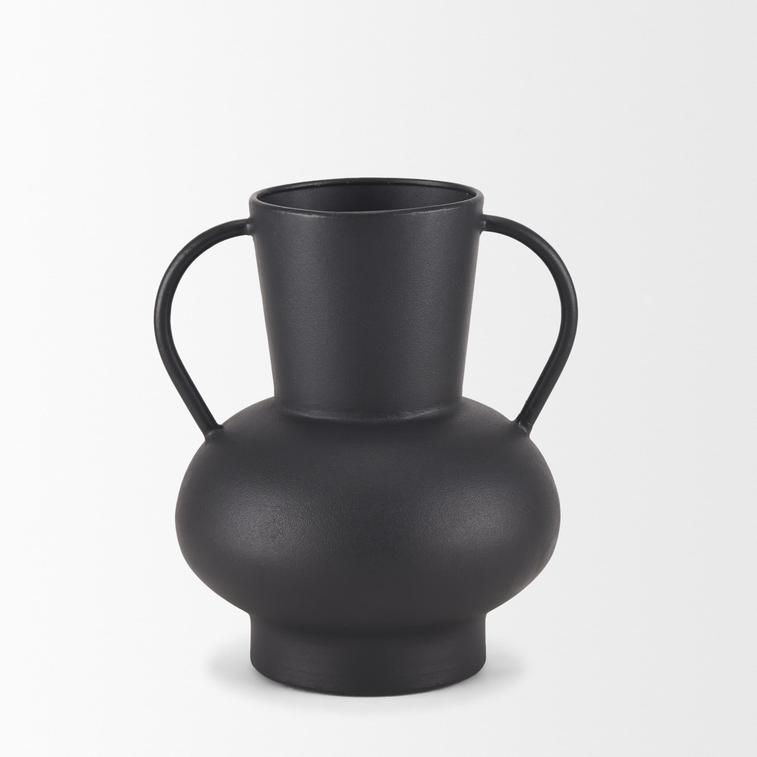 Tasya Small Matte Black Metal Vase — product photograph