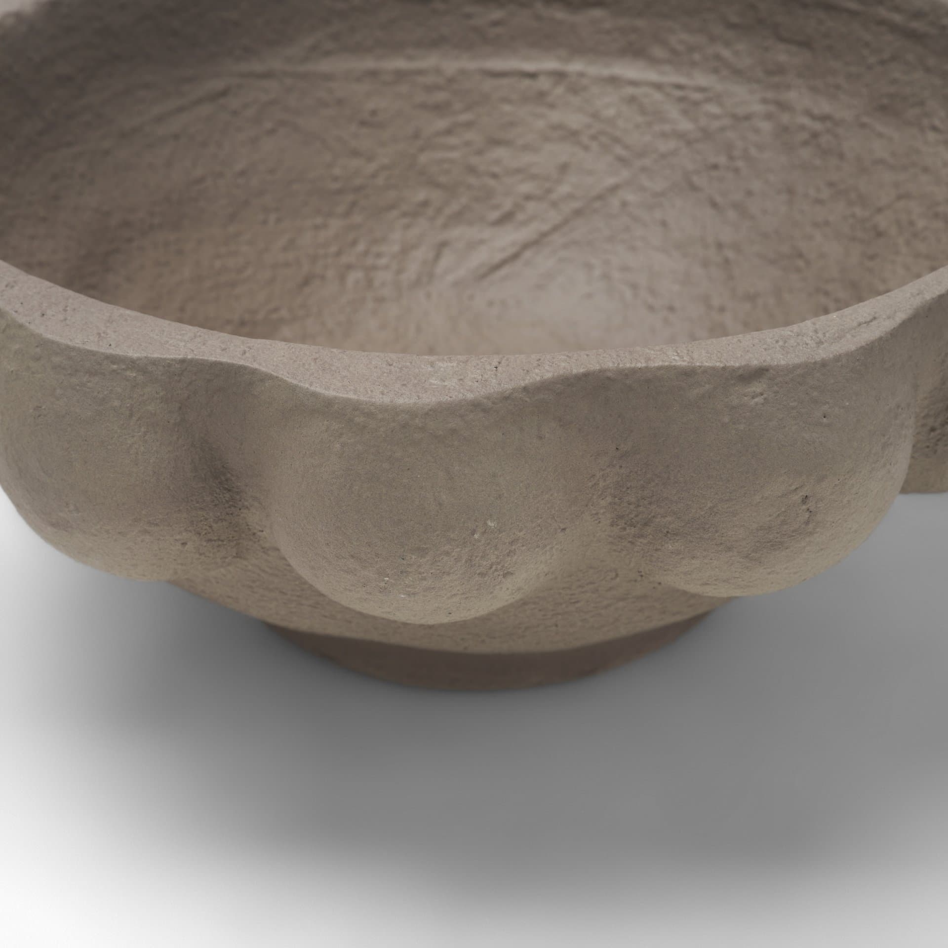 Konya Small Earthen Gray-Brown Dotted Paper Mache Centerpiece Bowl — product photograph
